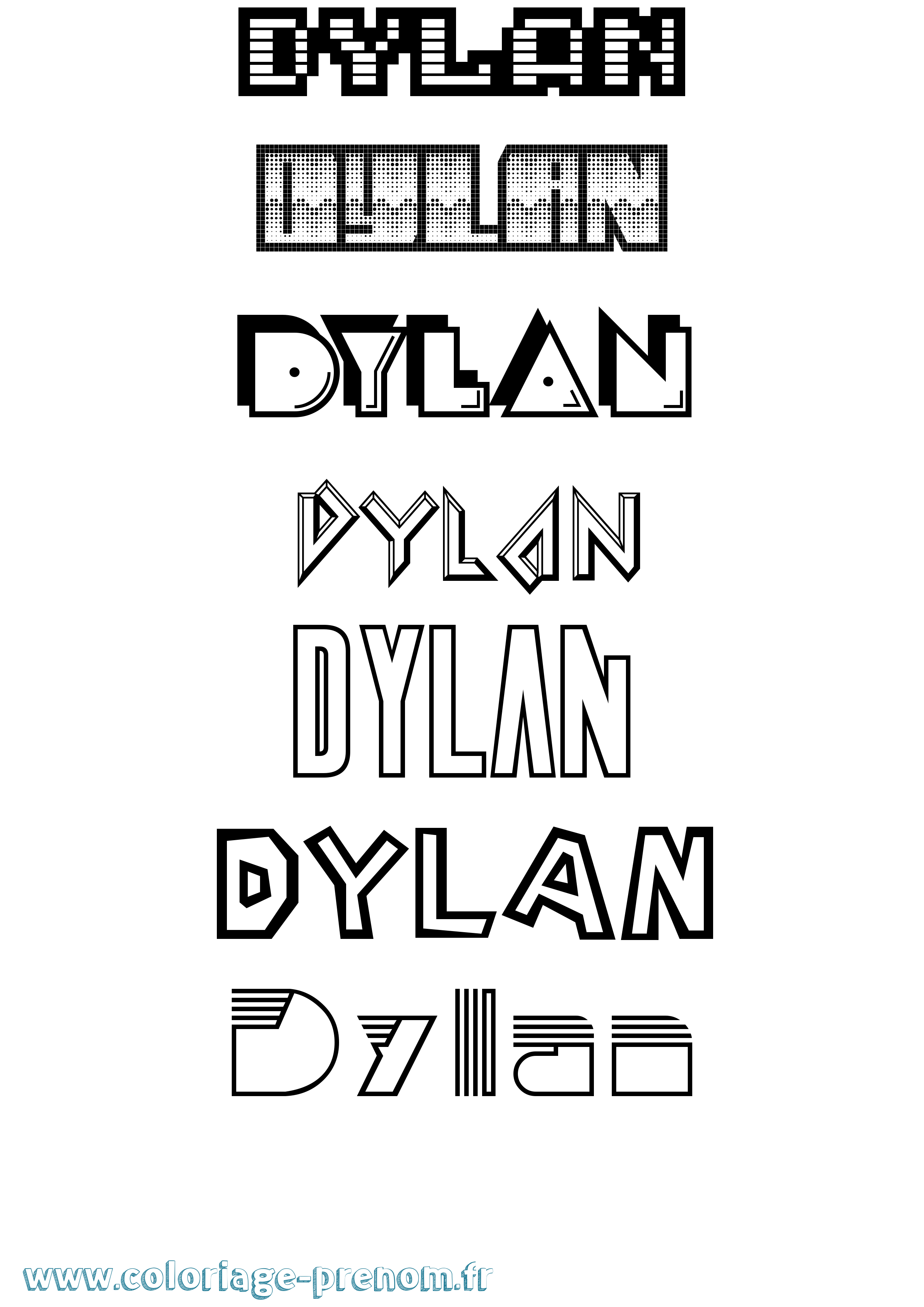 Coloriage prénom Dylan Jeux Vidéos