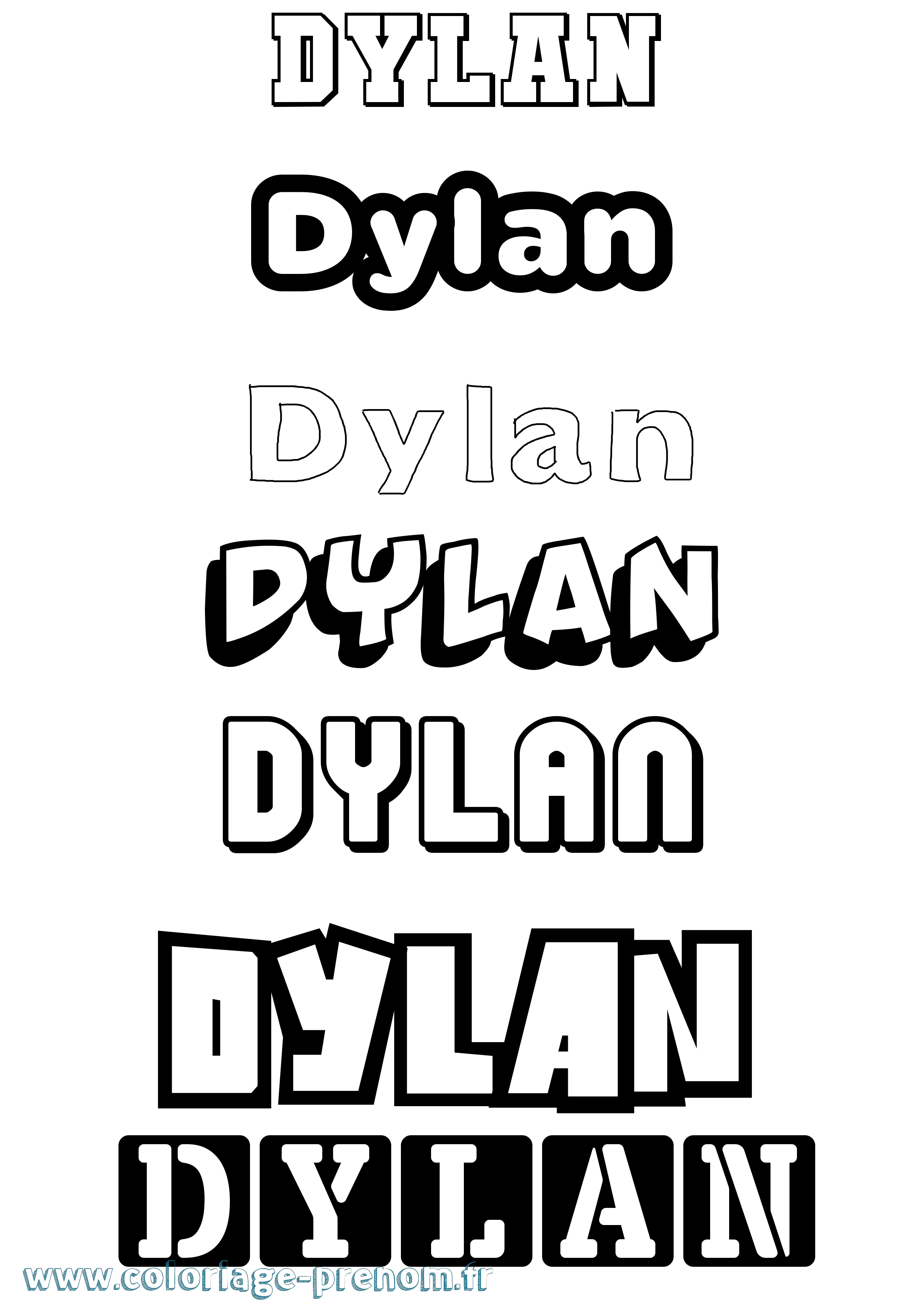 Coloriage prénom Dylan Simple