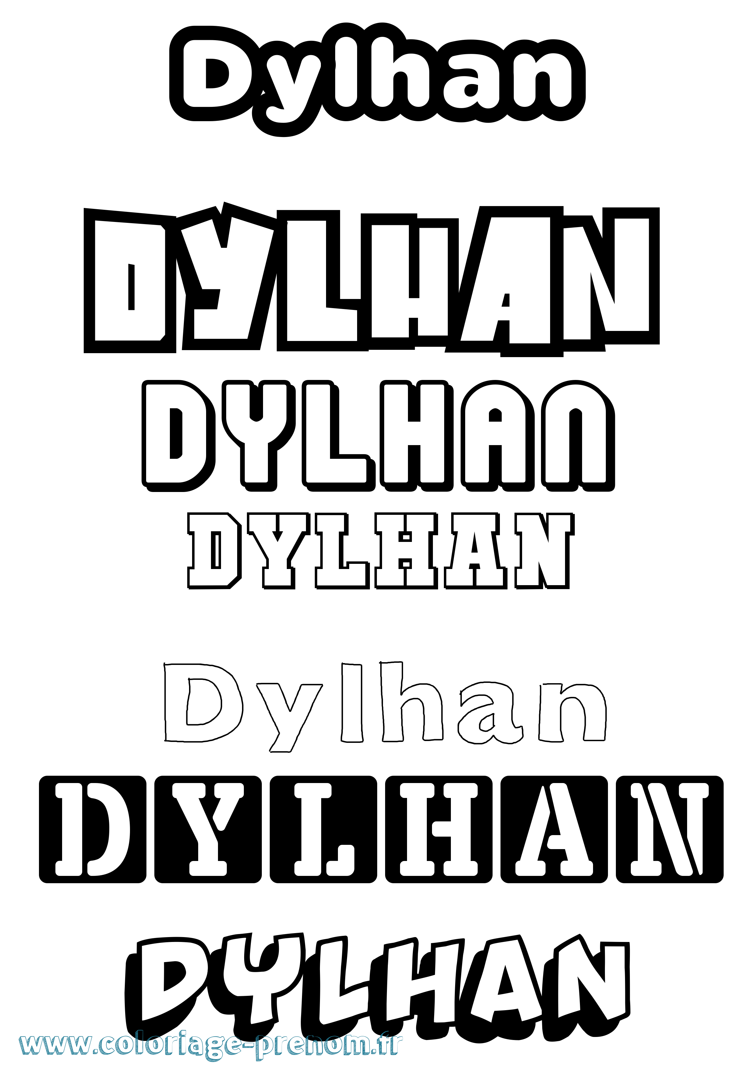 Coloriage prénom Dylhan Simple