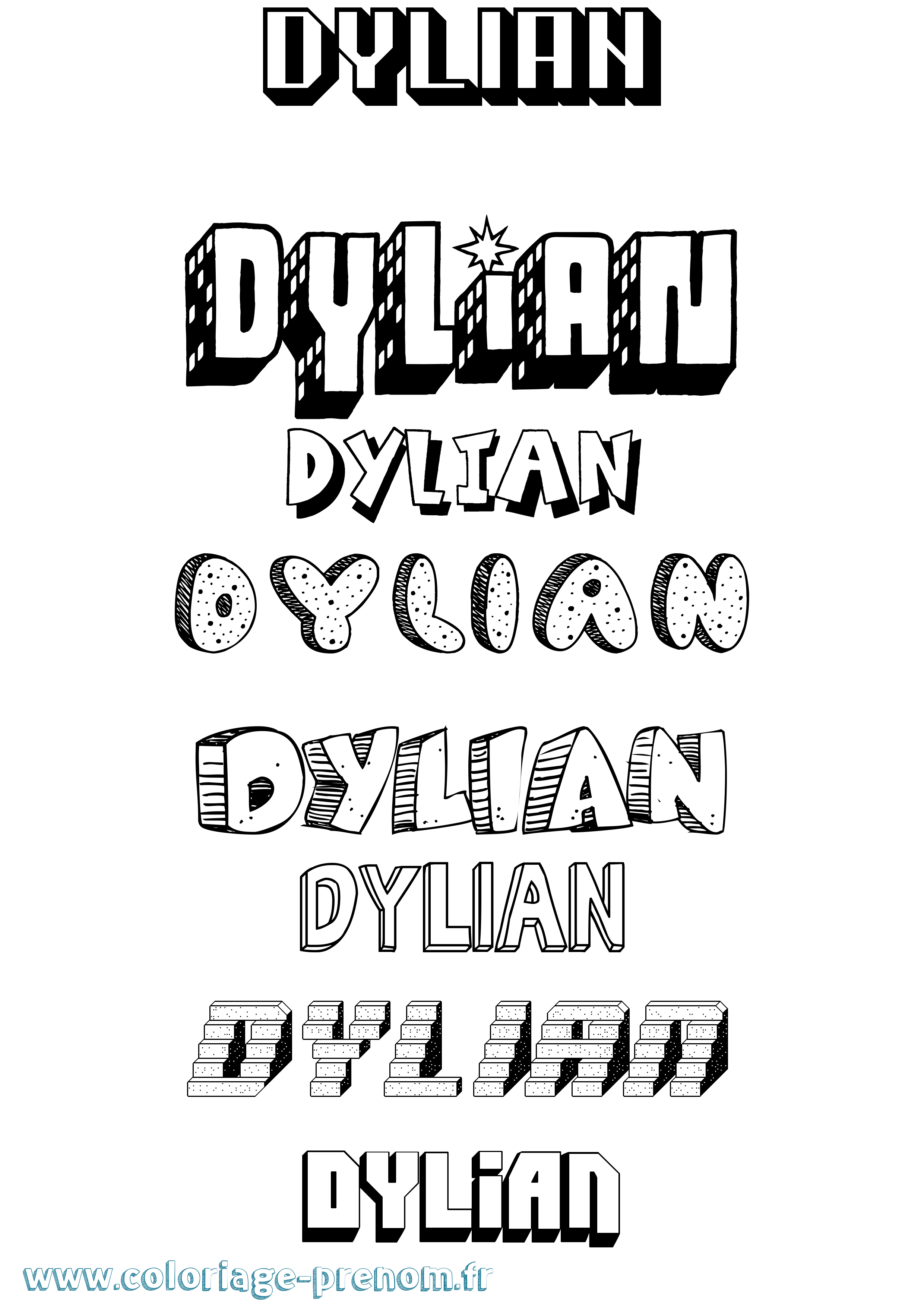 Coloriage prénom Dylian Effet 3D
