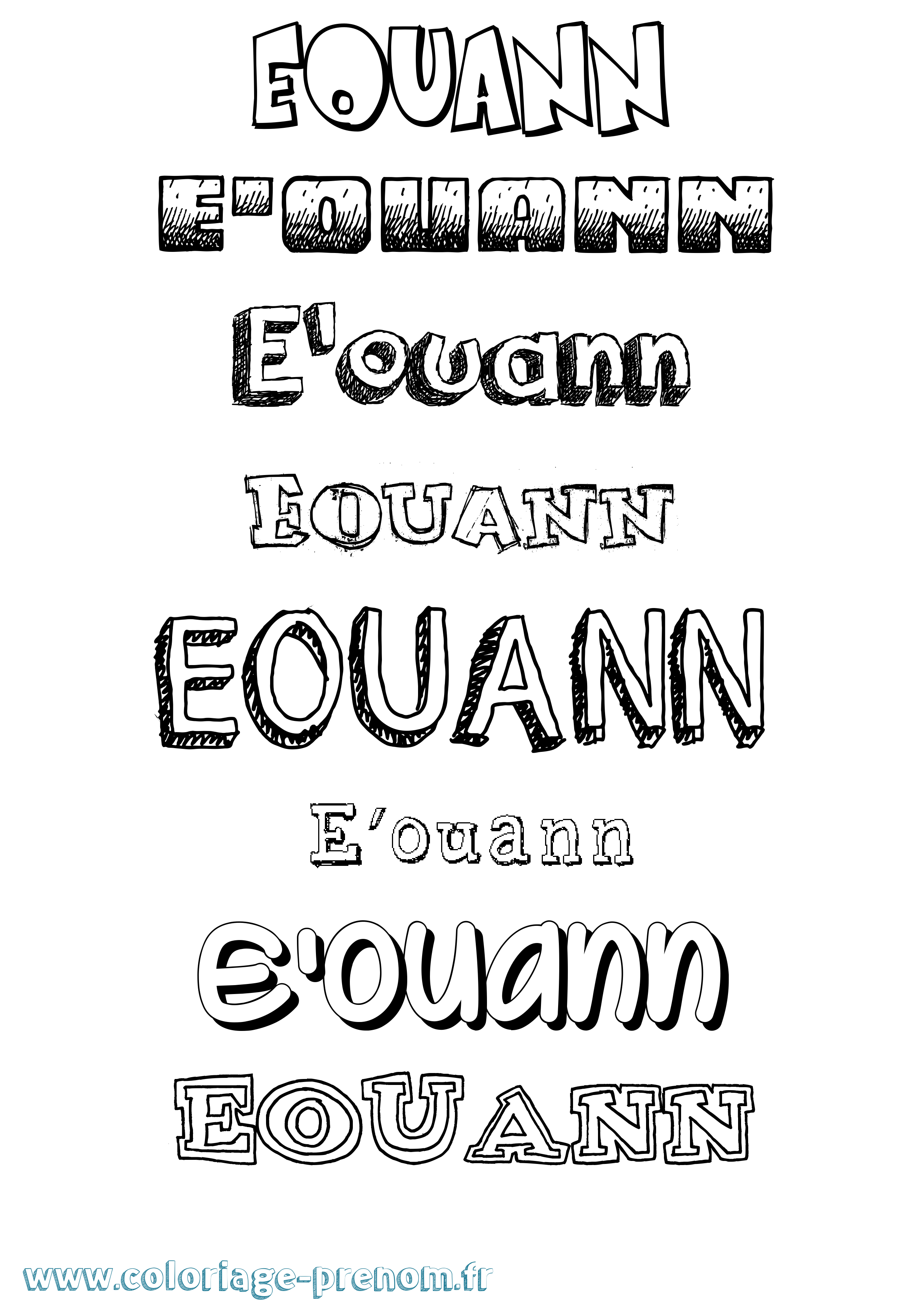 Coloriage prénom E'Ouann Dessiné
