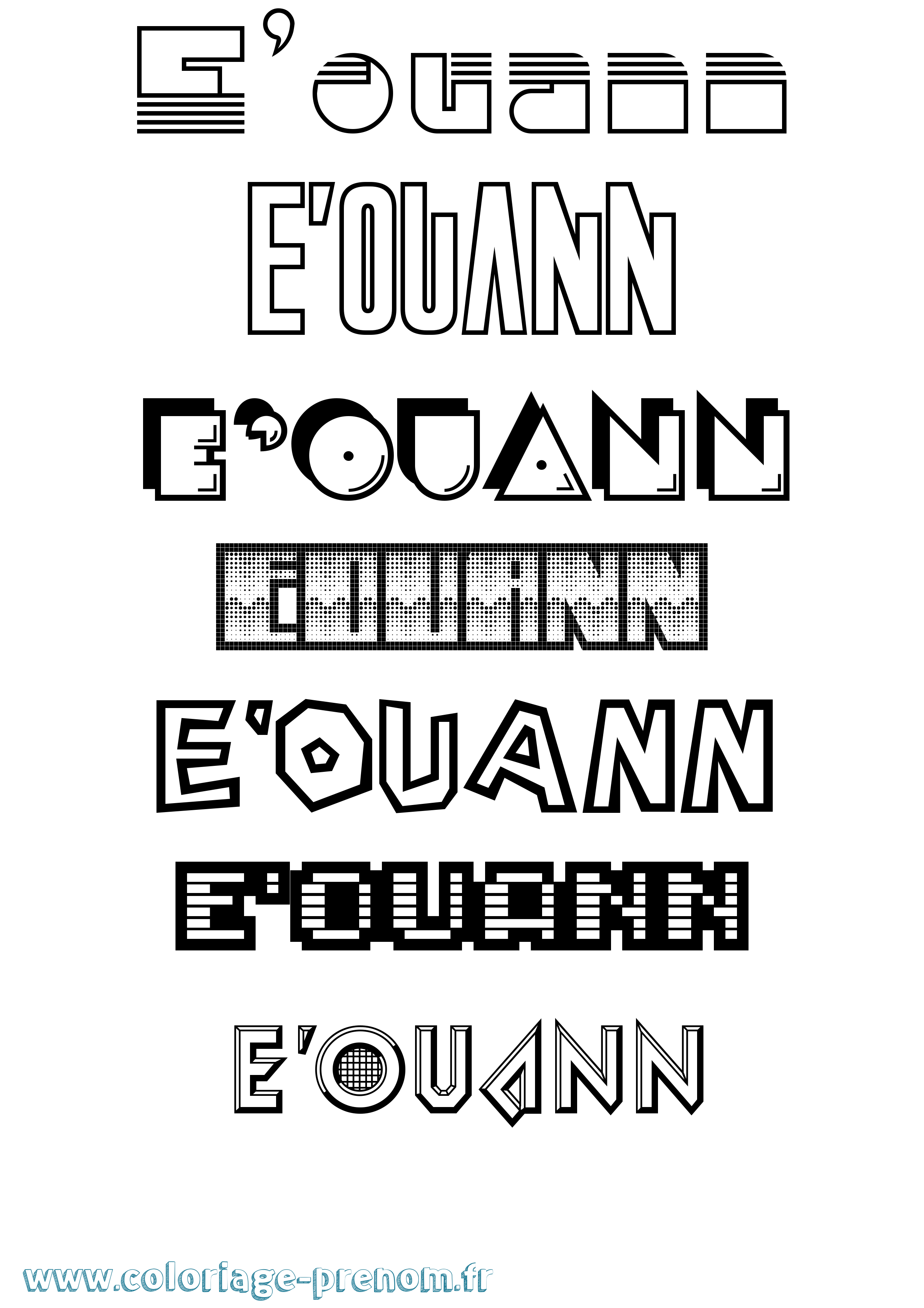 Coloriage prénom E'Ouann Jeux Vidéos