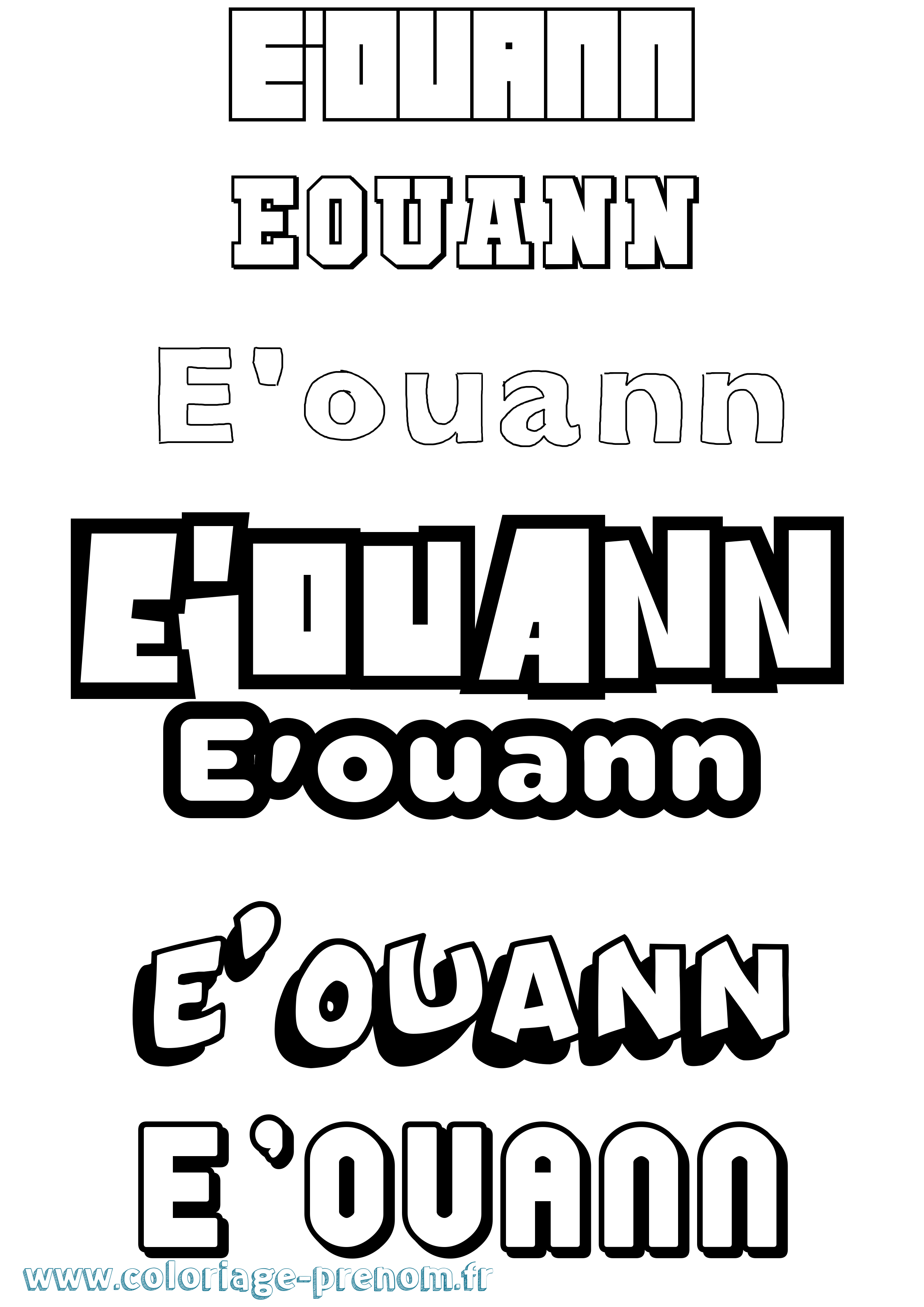 Coloriage prénom E'Ouann Simple