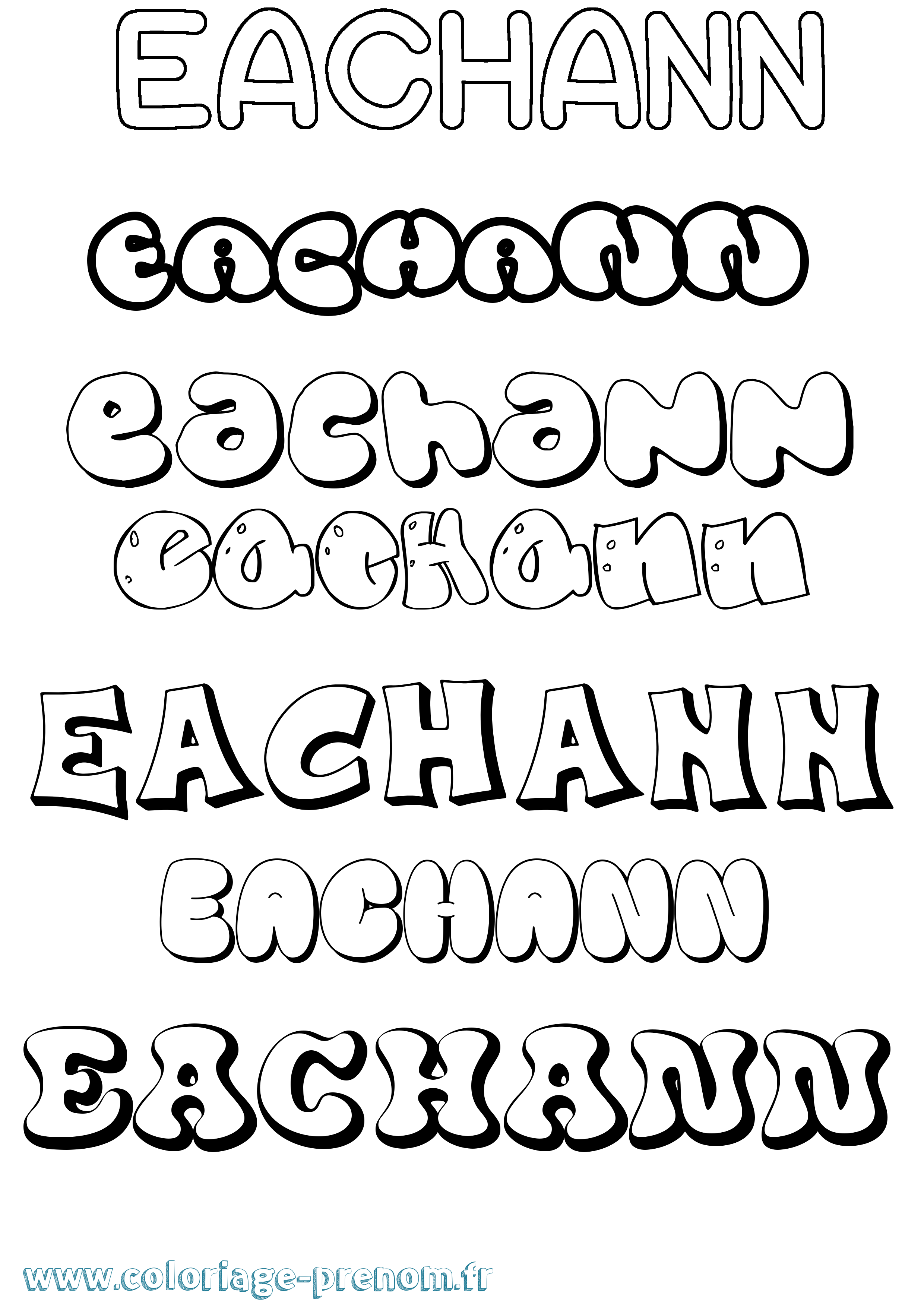 Coloriage Eachann Bubble Coloriage prénom Eachann Bubble