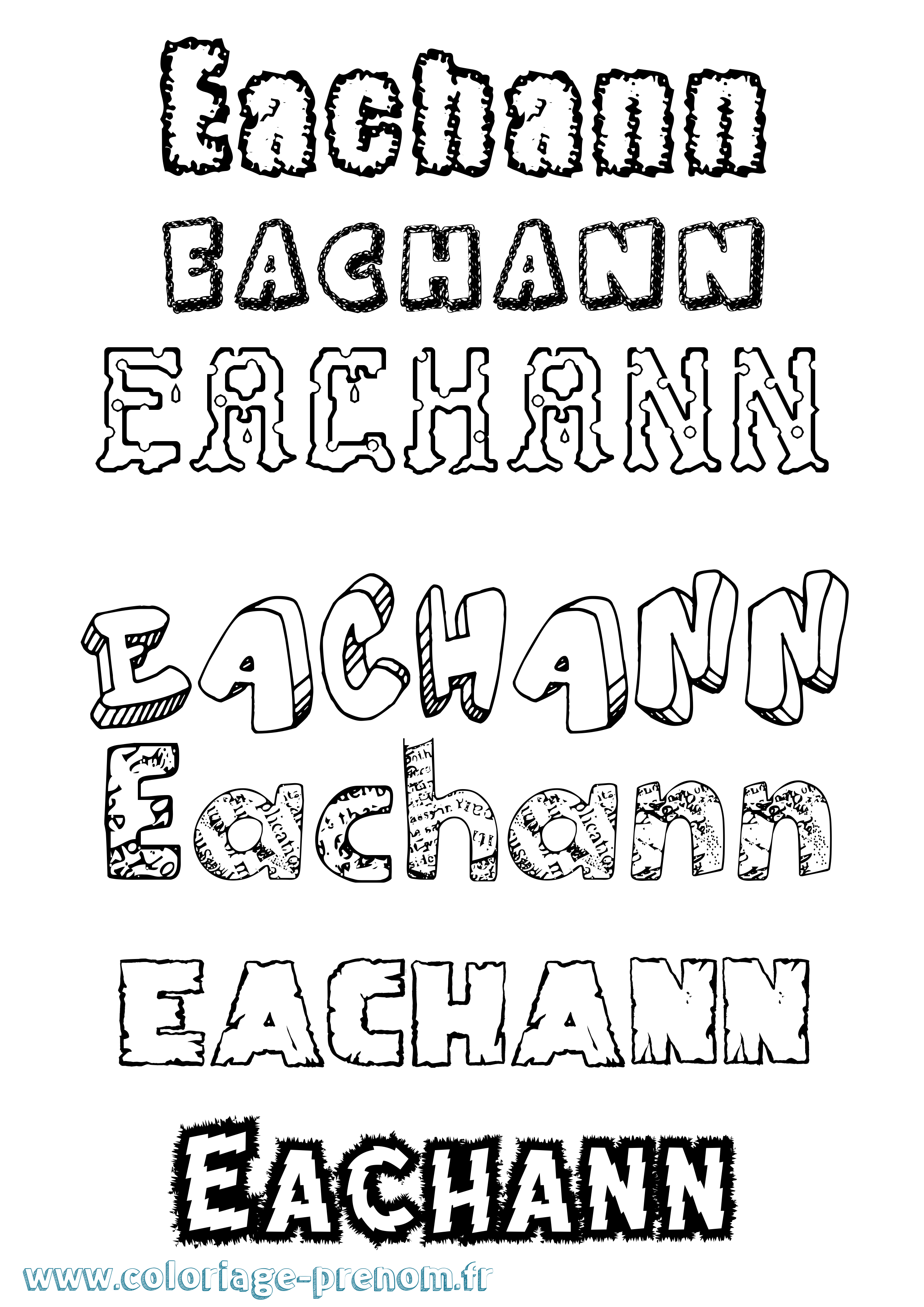 Coloriage prénom Eachann Destructuré