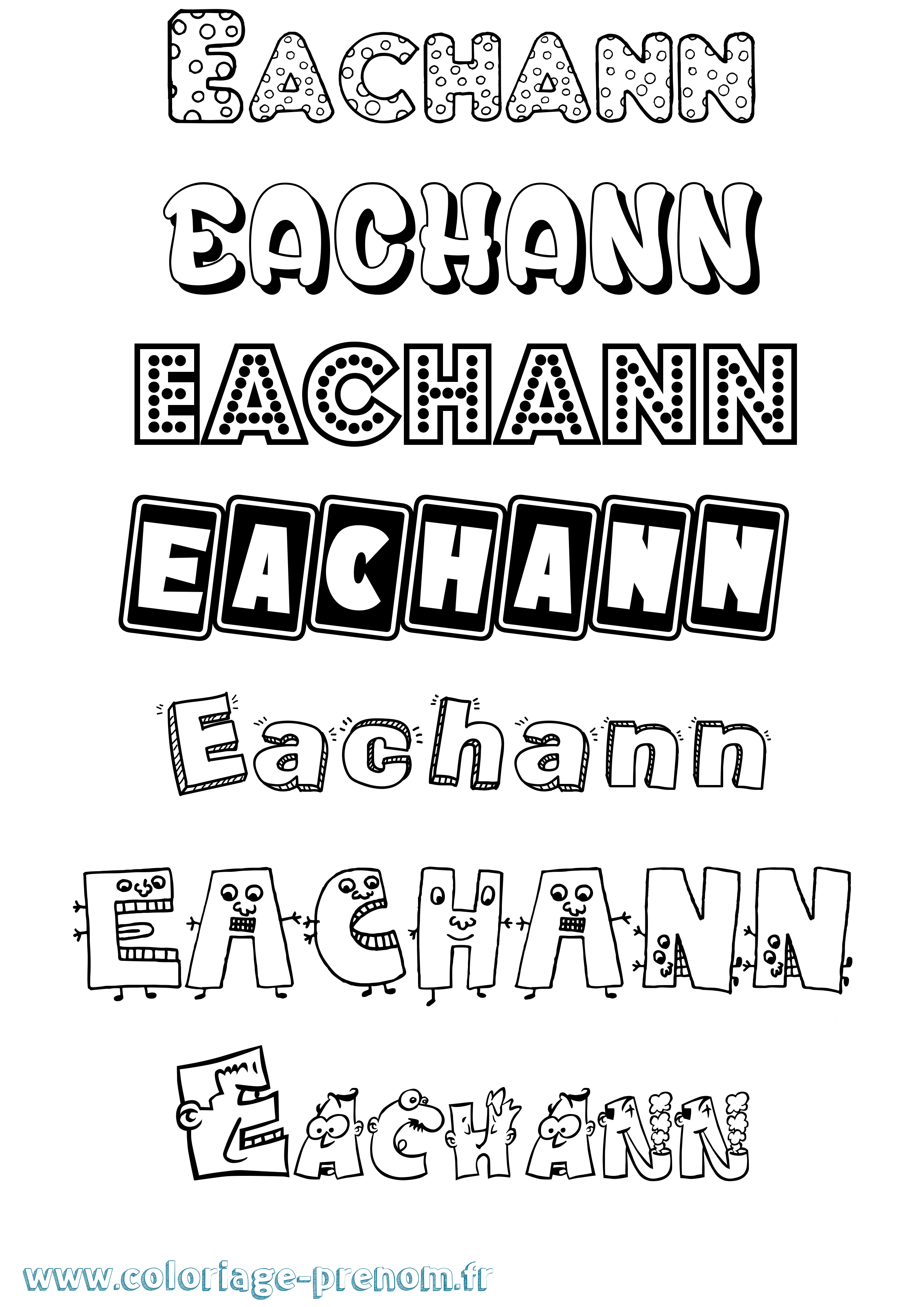 Coloriage prénom Eachann Fun