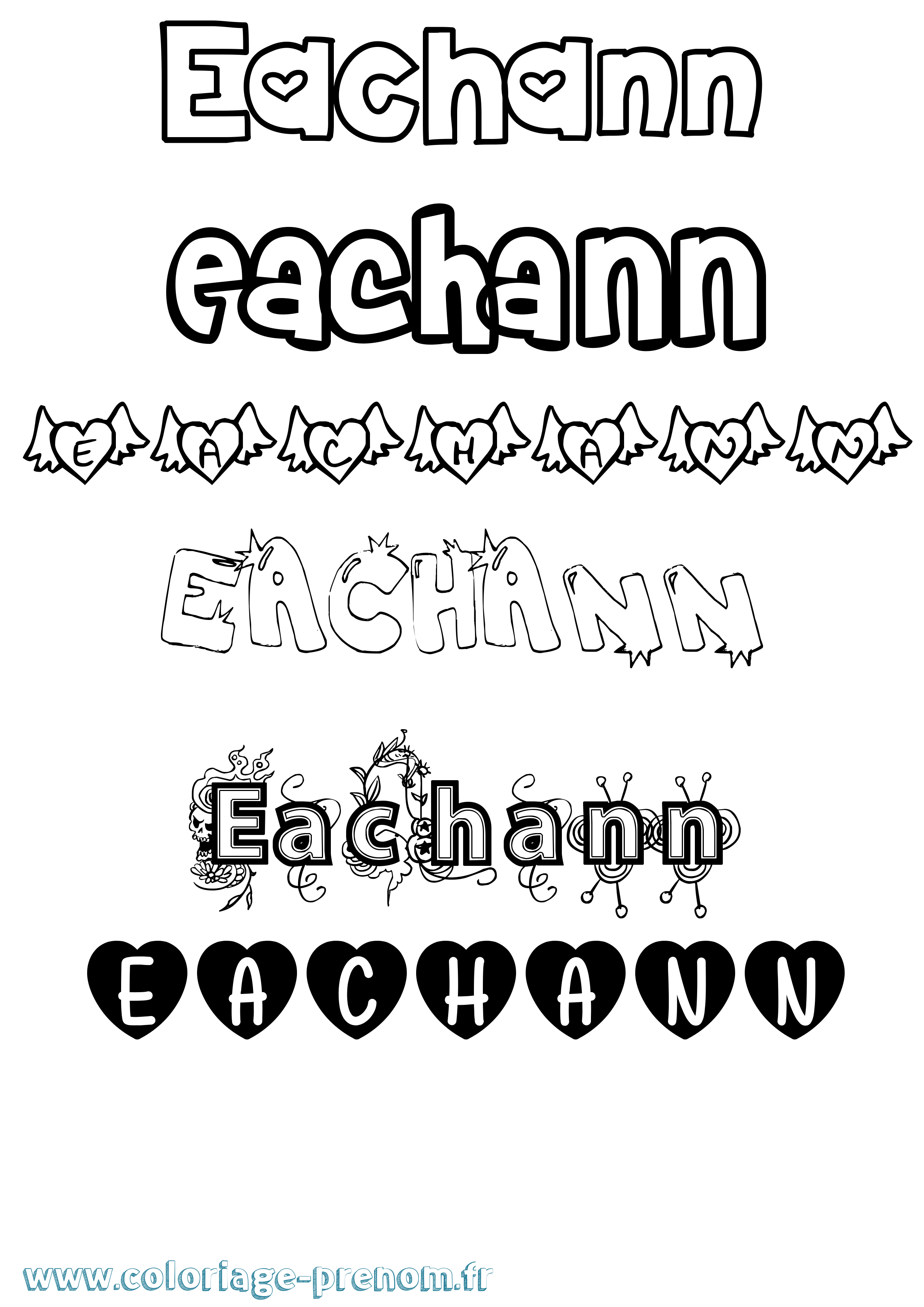 Coloriage Eachann Girly Coloriage prénom Eachann Girly
