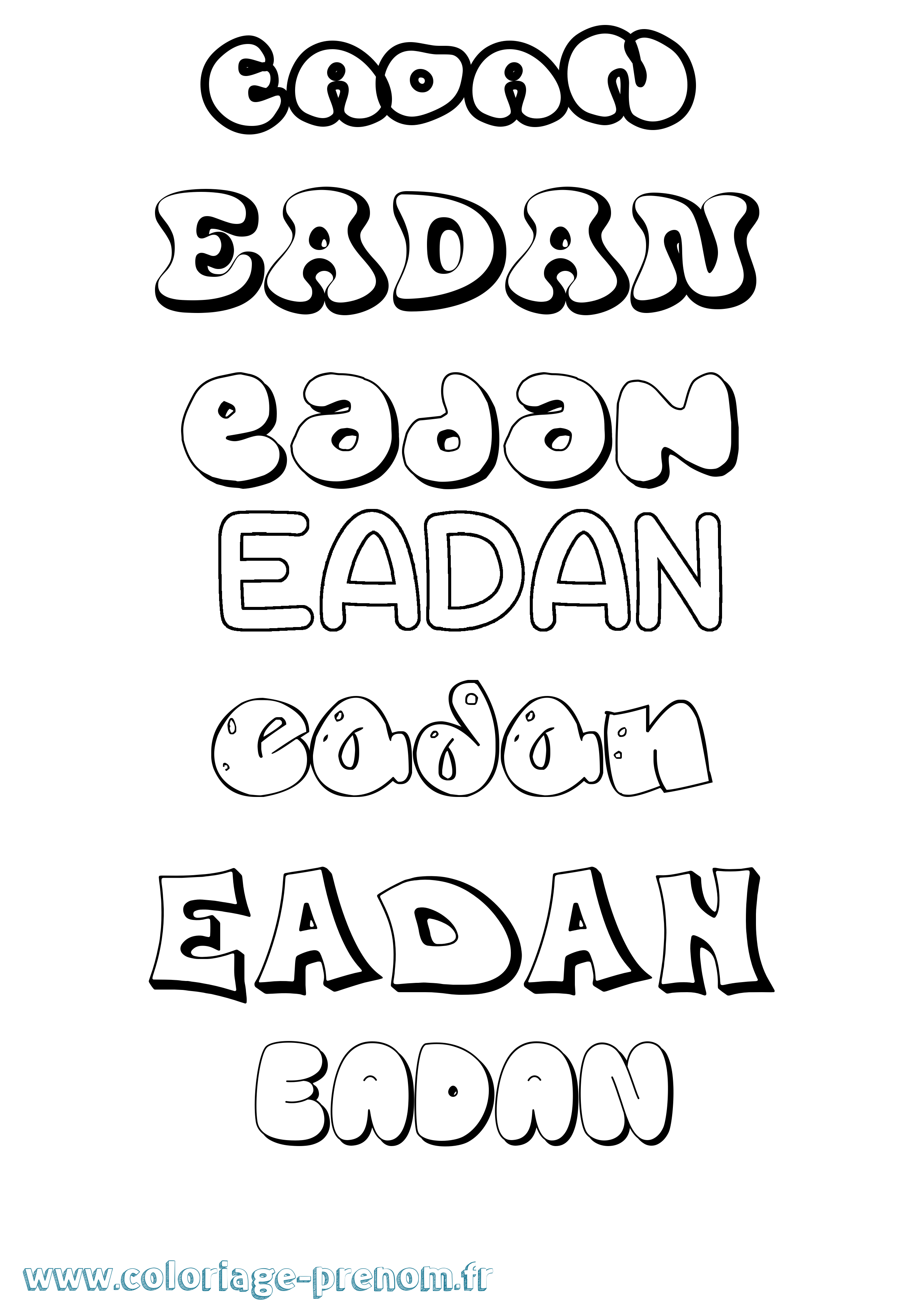 Coloriage Eadan Bubble Coloriage prénom Eadan Bubble