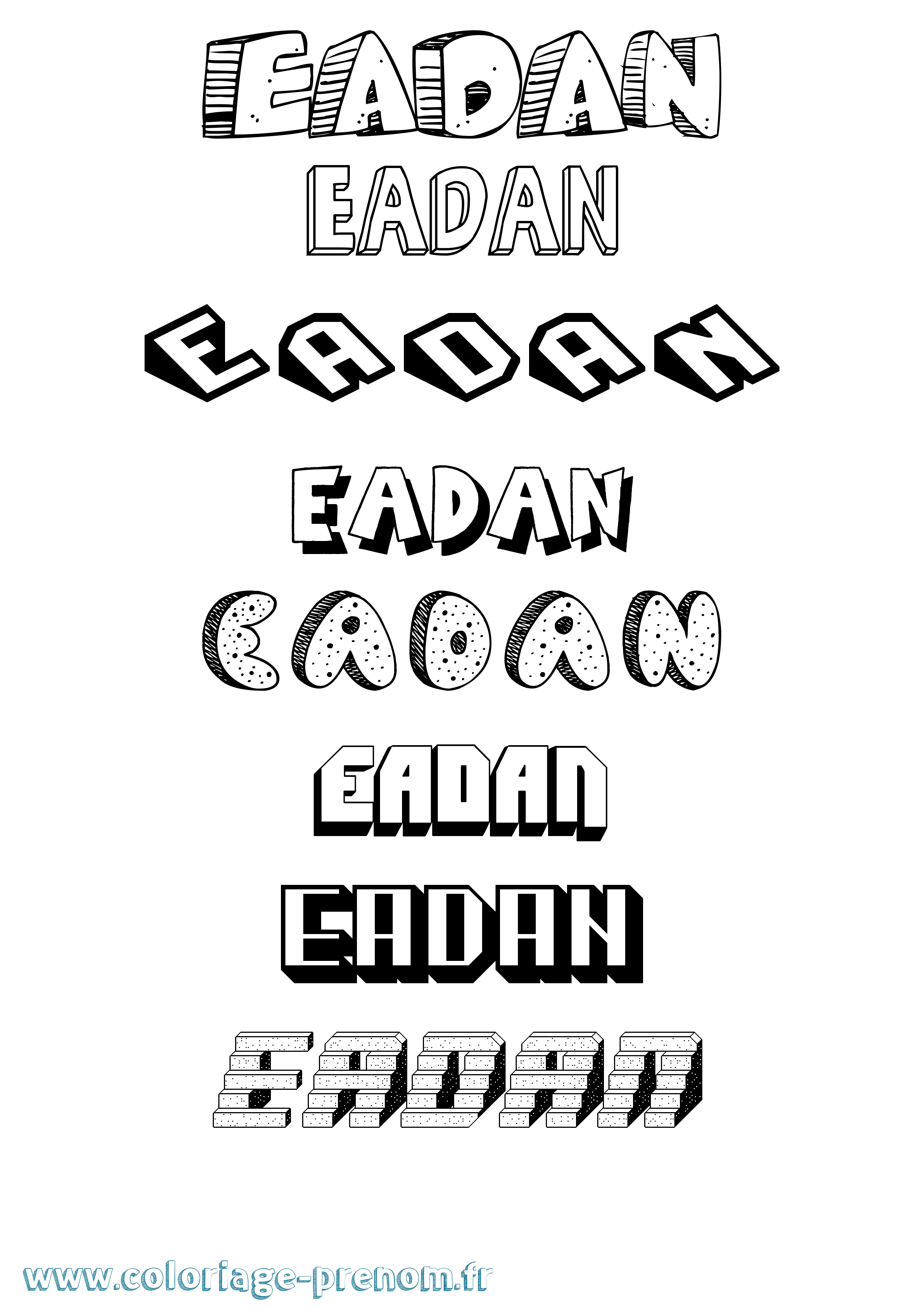Coloriage Eadan Effet 3D Coloriage prénom Eadan Effet 3D