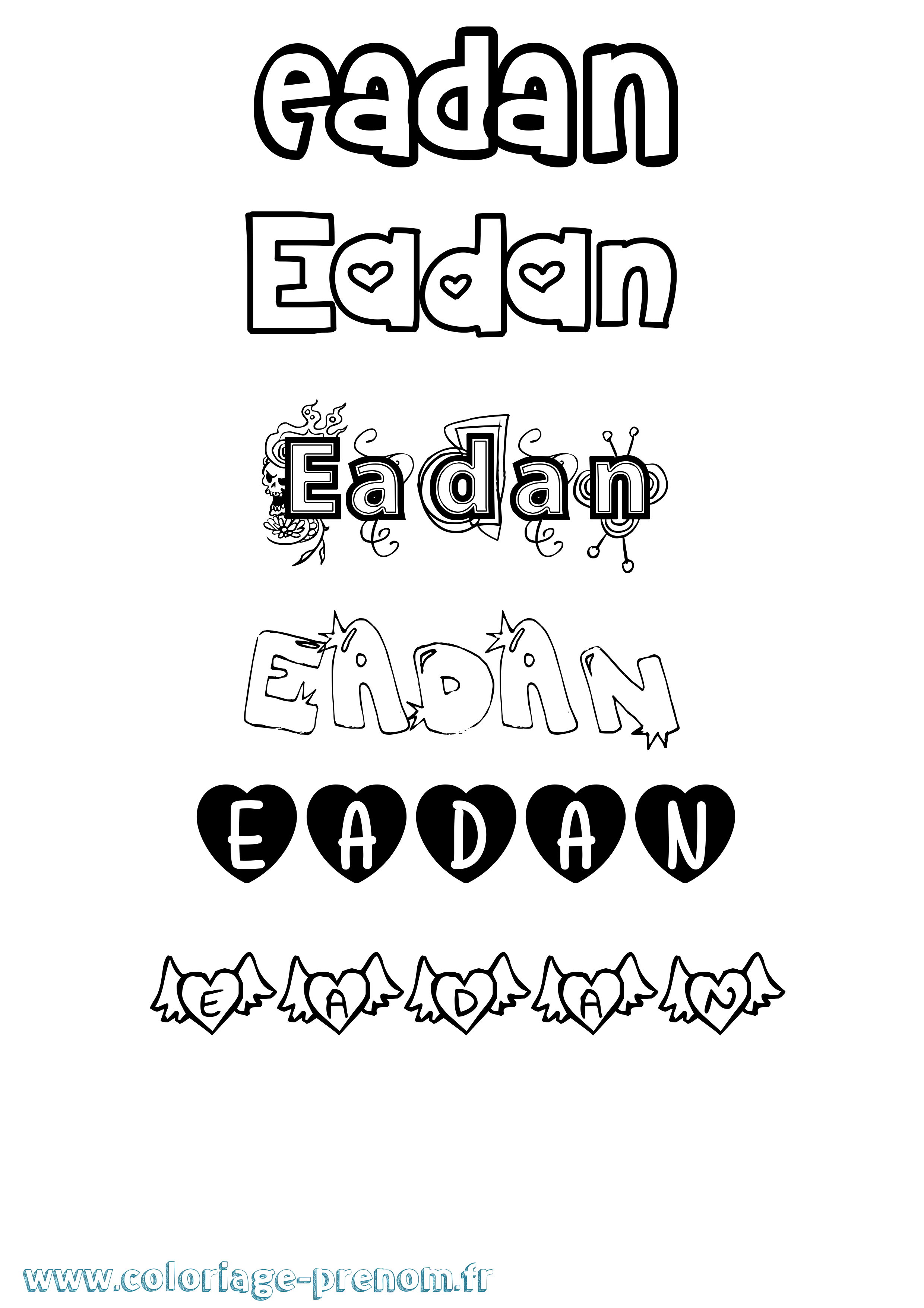 Coloriage Eadan Girly Coloriage prénom Eadan Girly