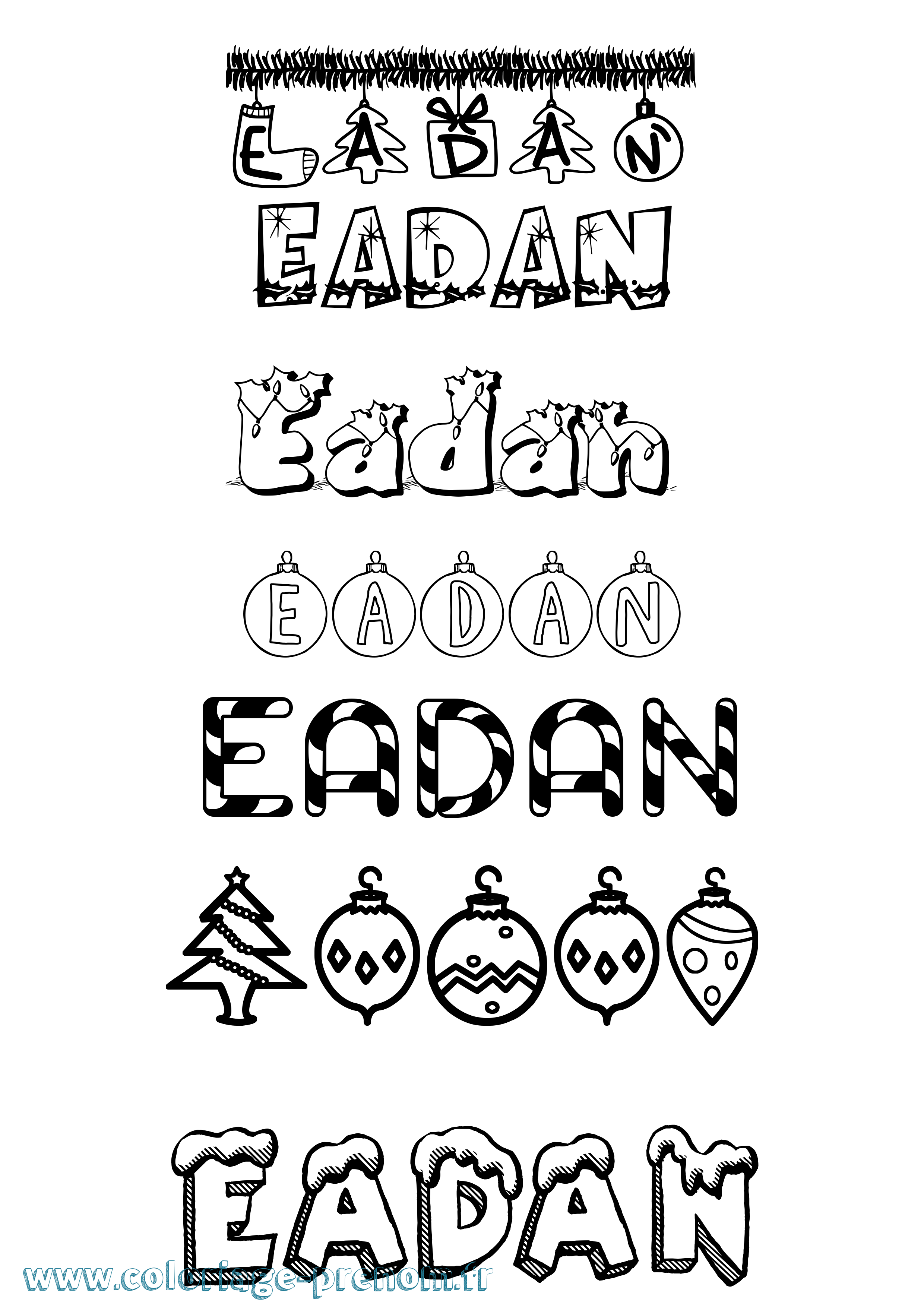 Coloriage Eadan Noël Coloriage prénom Eadan Noël