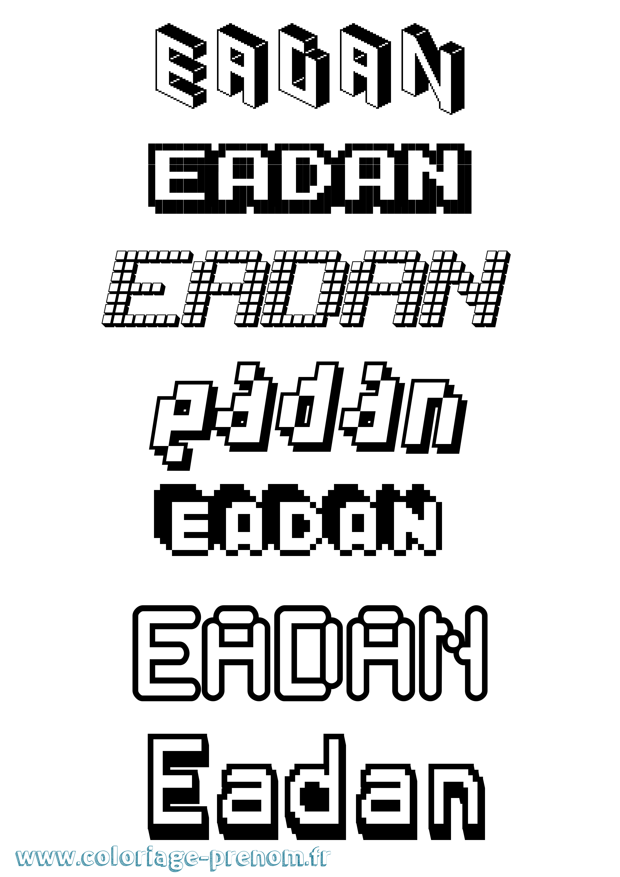 Coloriage Eadan Pixel Coloriage prénom Eadan Pixel
