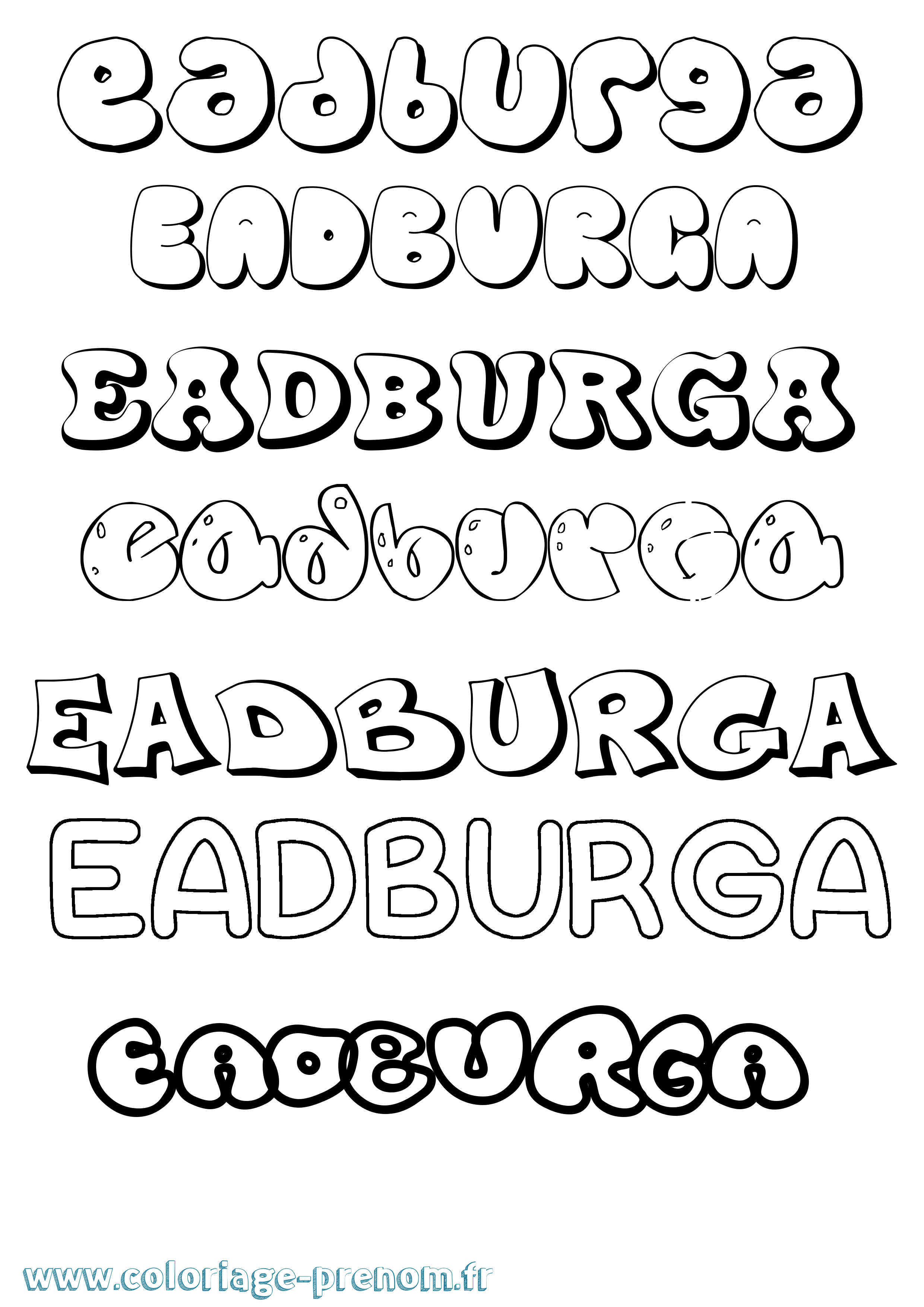 Coloriage Eadburga Bubble Coloriage prénom Eadburga Bubble