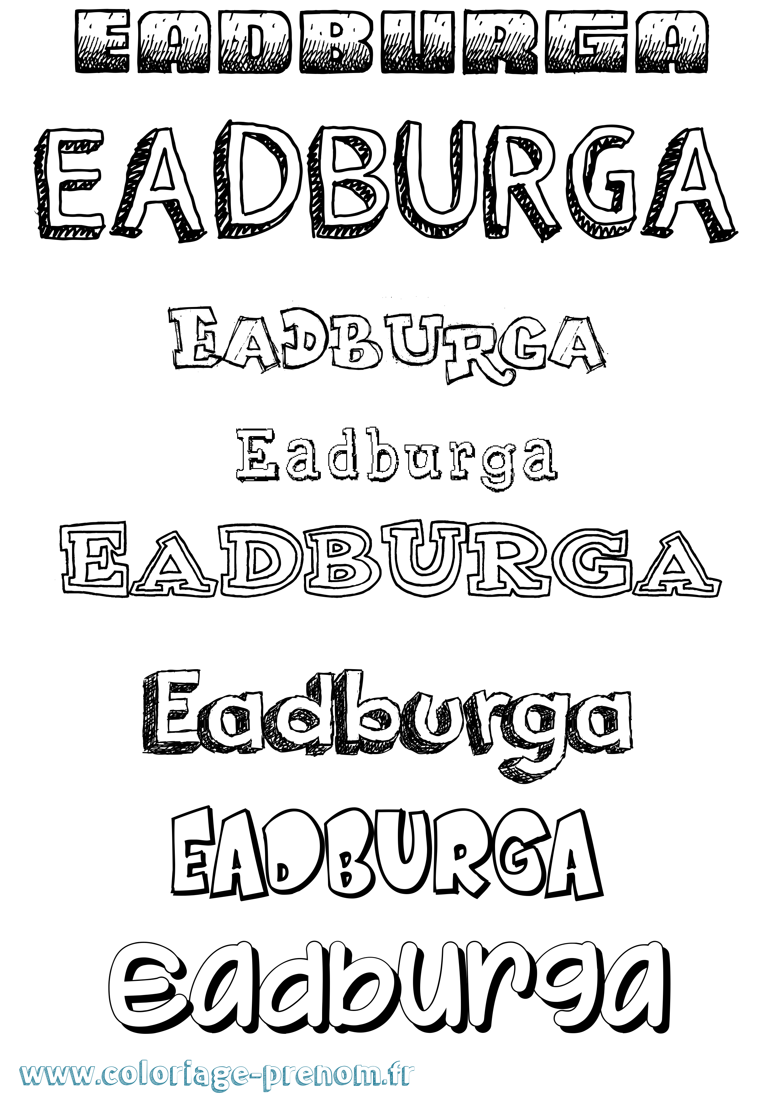 Coloriage Eadburga Dessiné Coloriage prénom Eadburga Dessiné