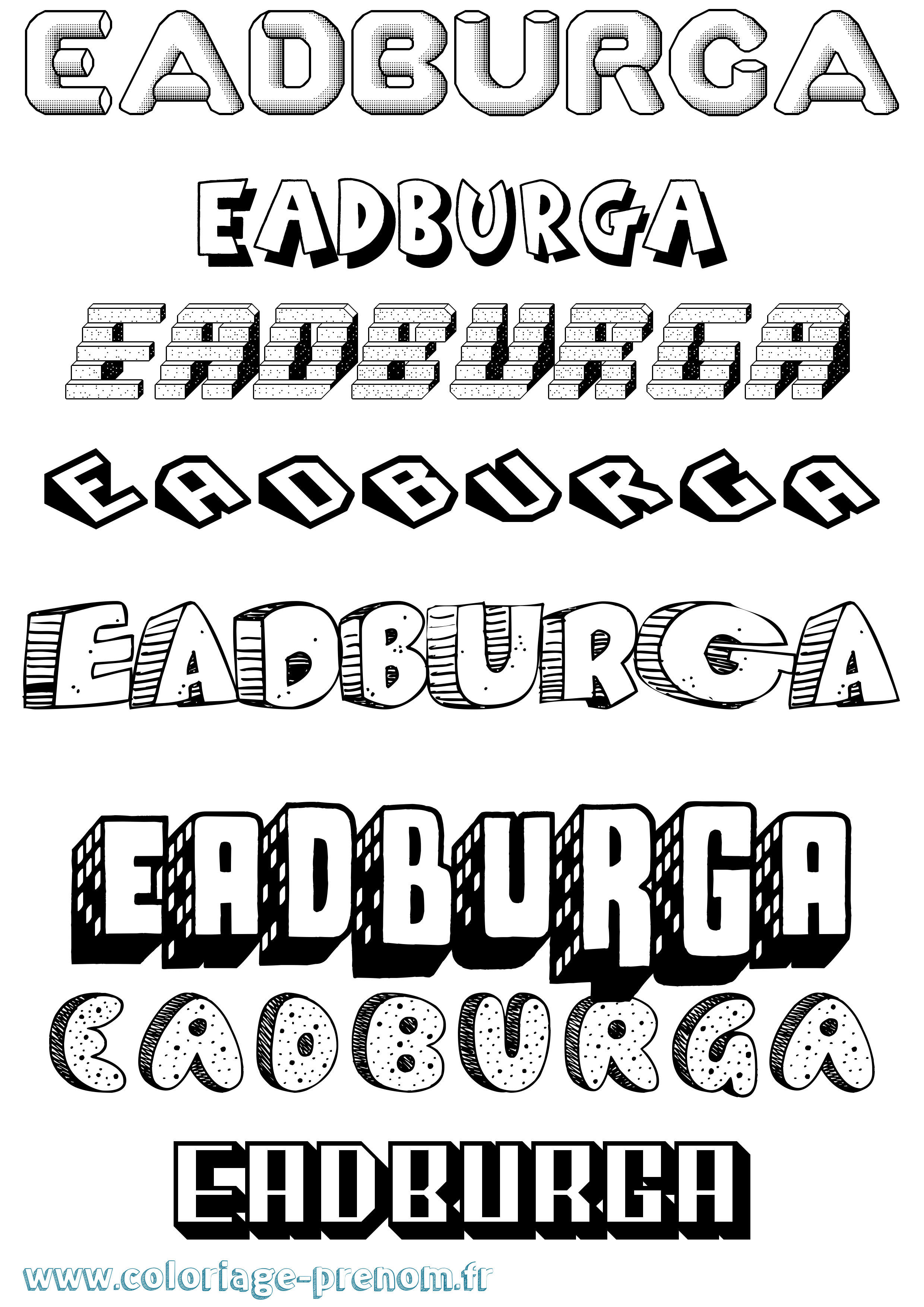 Coloriage Eadburga Effet 3D Coloriage prénom Eadburga Effet 3D