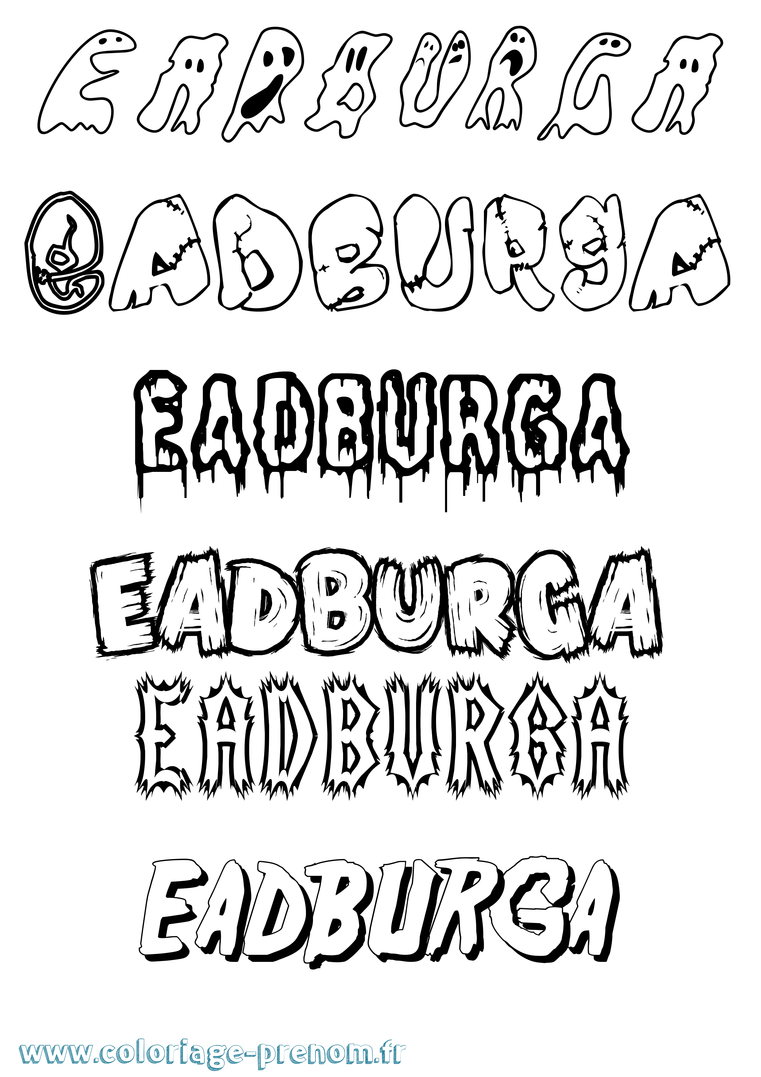 Coloriage Eadburga Frisson Coloriage prénom Eadburga Frisson