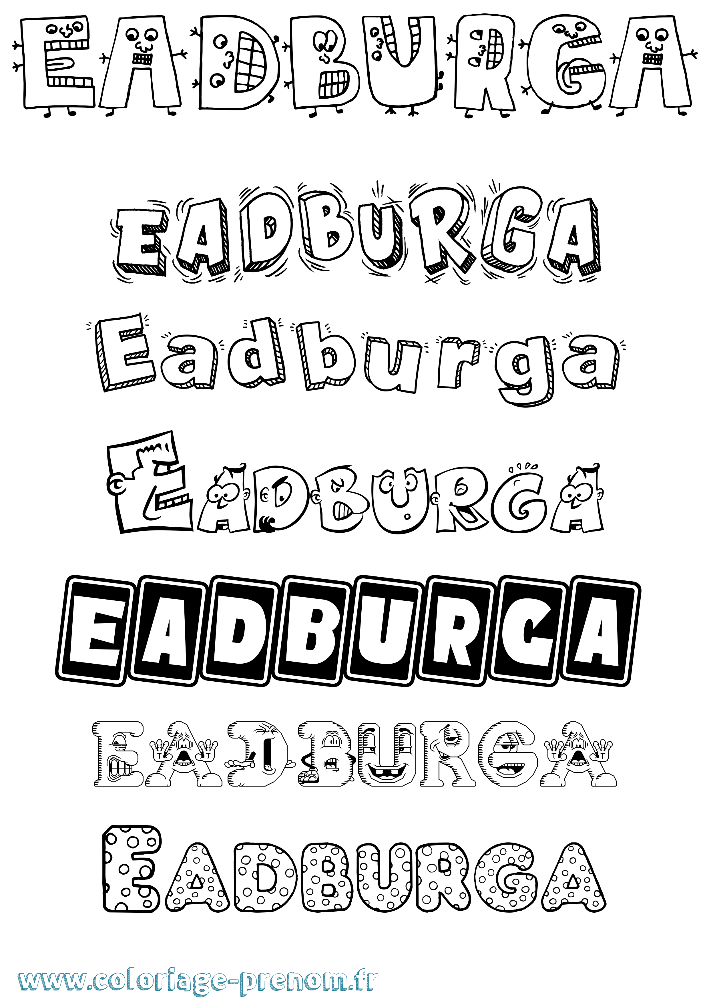 Coloriage Eadburga Fun Coloriage prénom Eadburga Fun