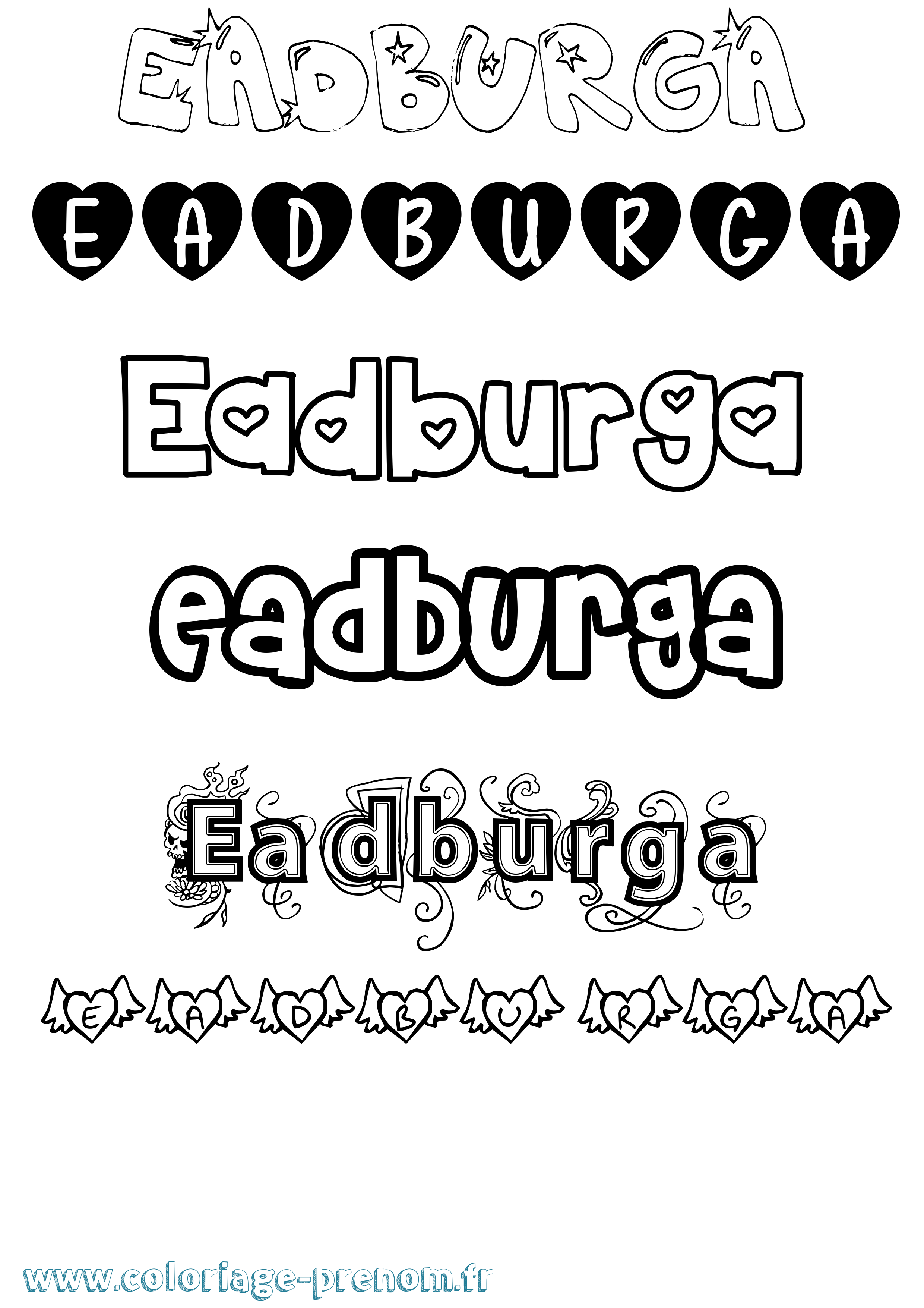 Coloriage Eadburga Girly Coloriage prénom Eadburga Girly