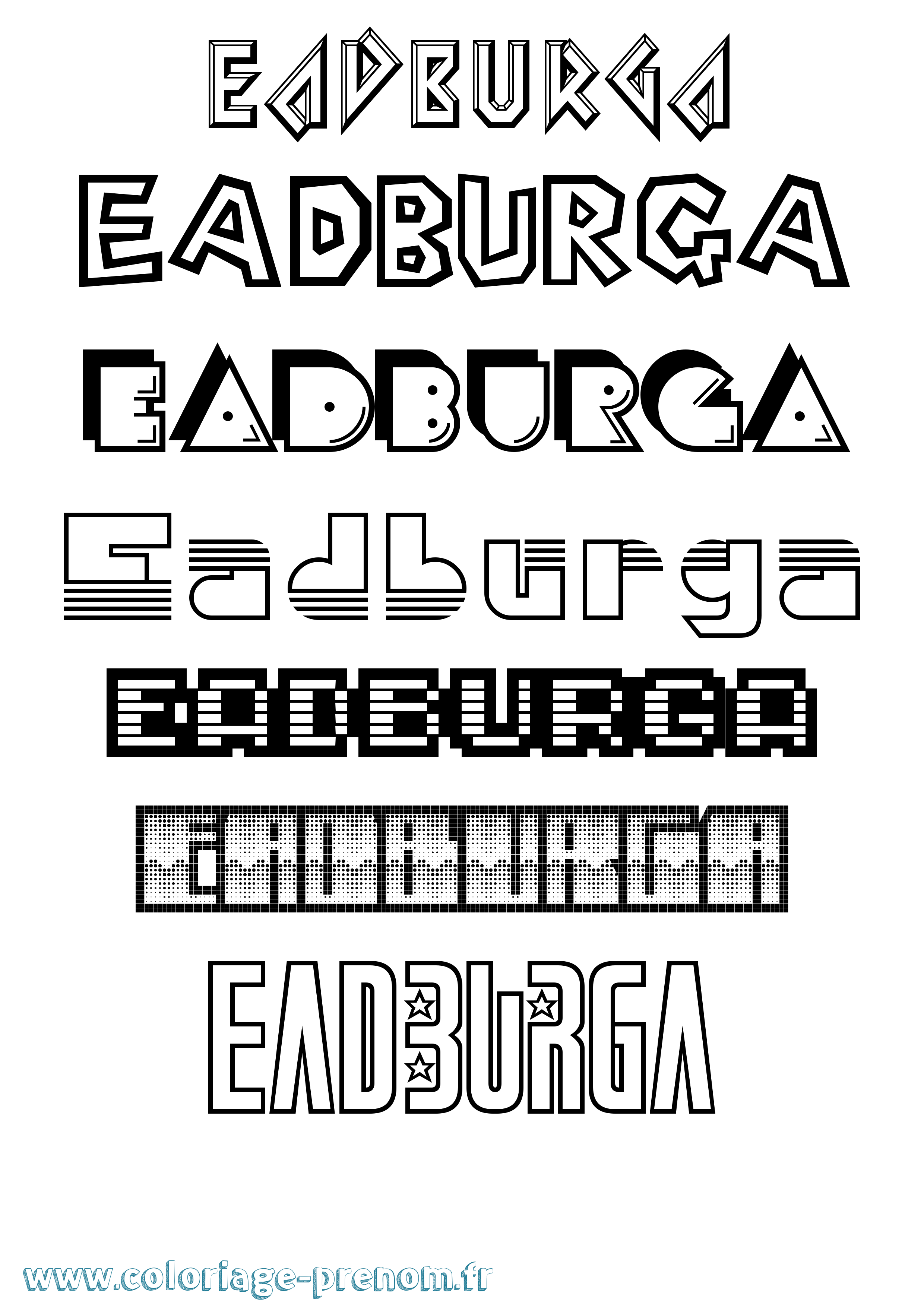 Coloriage Eadburga Jeux Vidéos Coloriage prénom Eadburga Jeux Vidéos