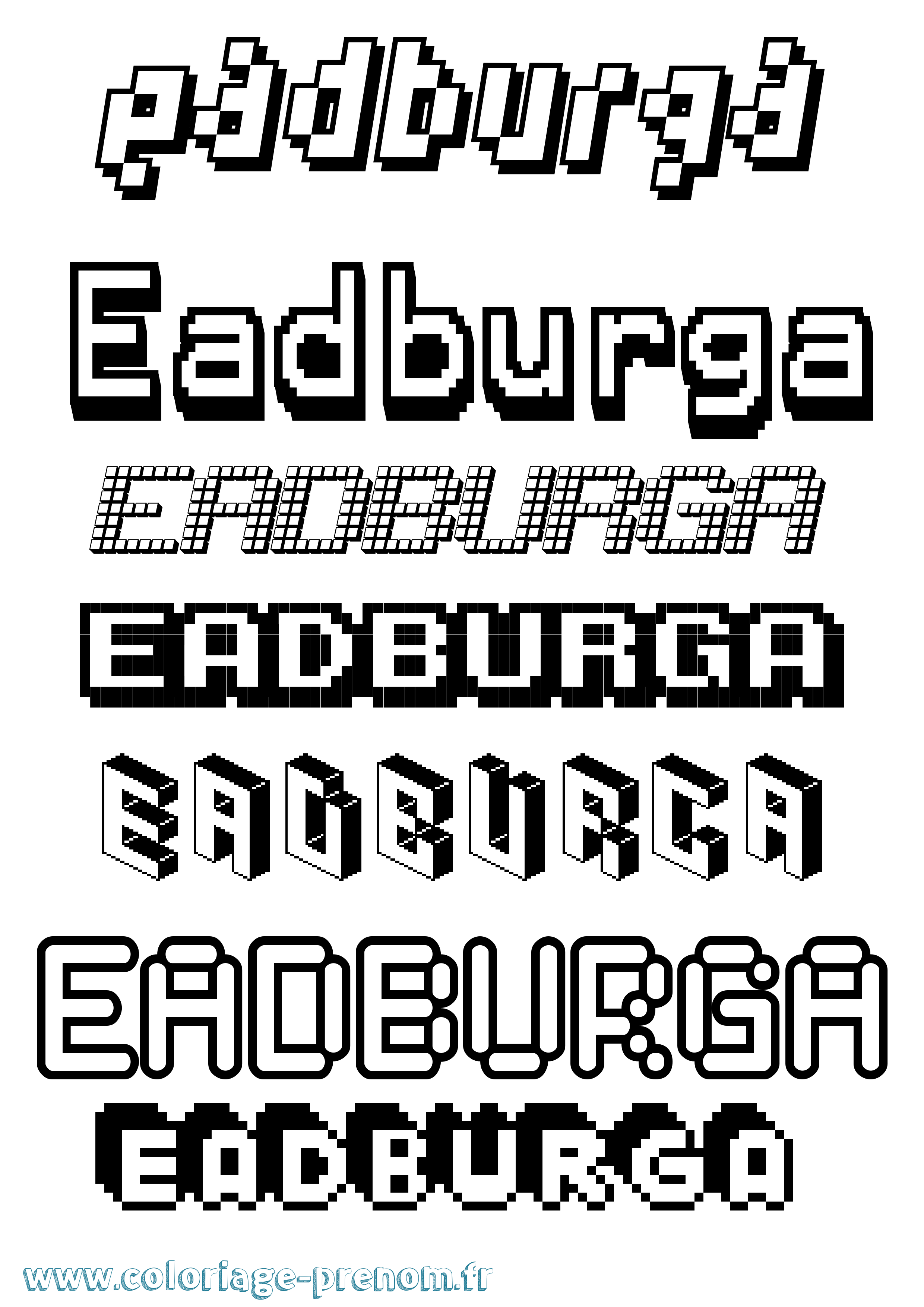 Coloriage Eadburga Pixel Coloriage prénom Eadburga Pixel