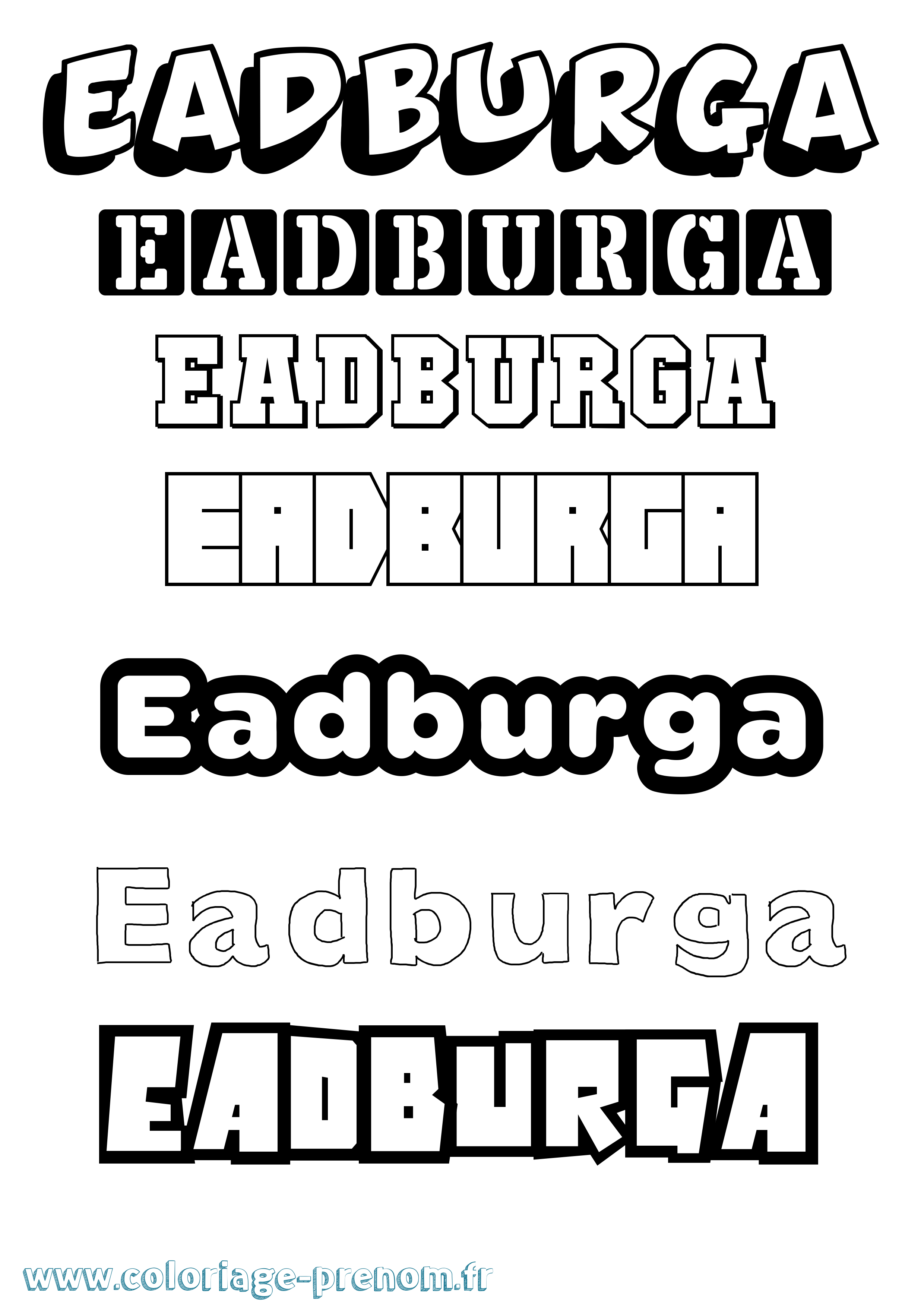Coloriage Eadburga Simple Coloriage prénom Eadburga Simple