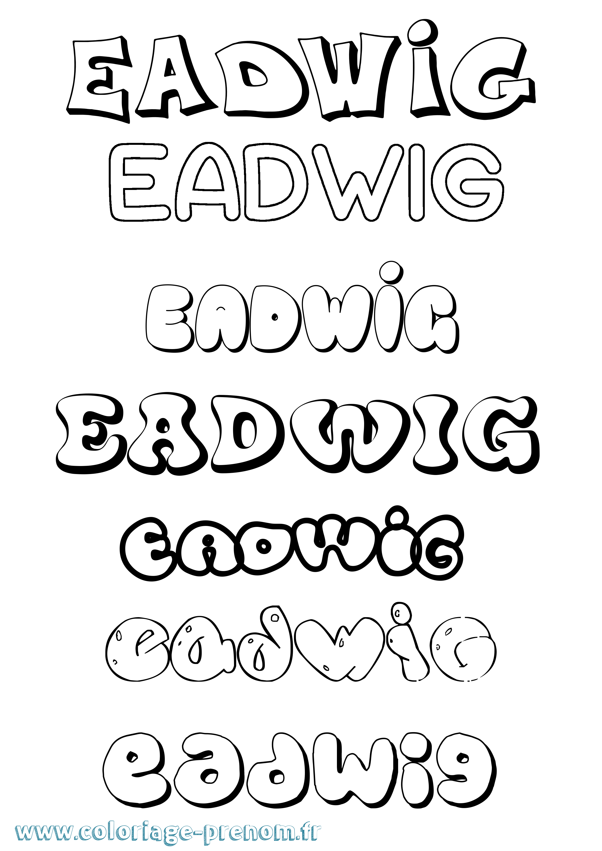 Coloriage prénom Eadwig Bubble