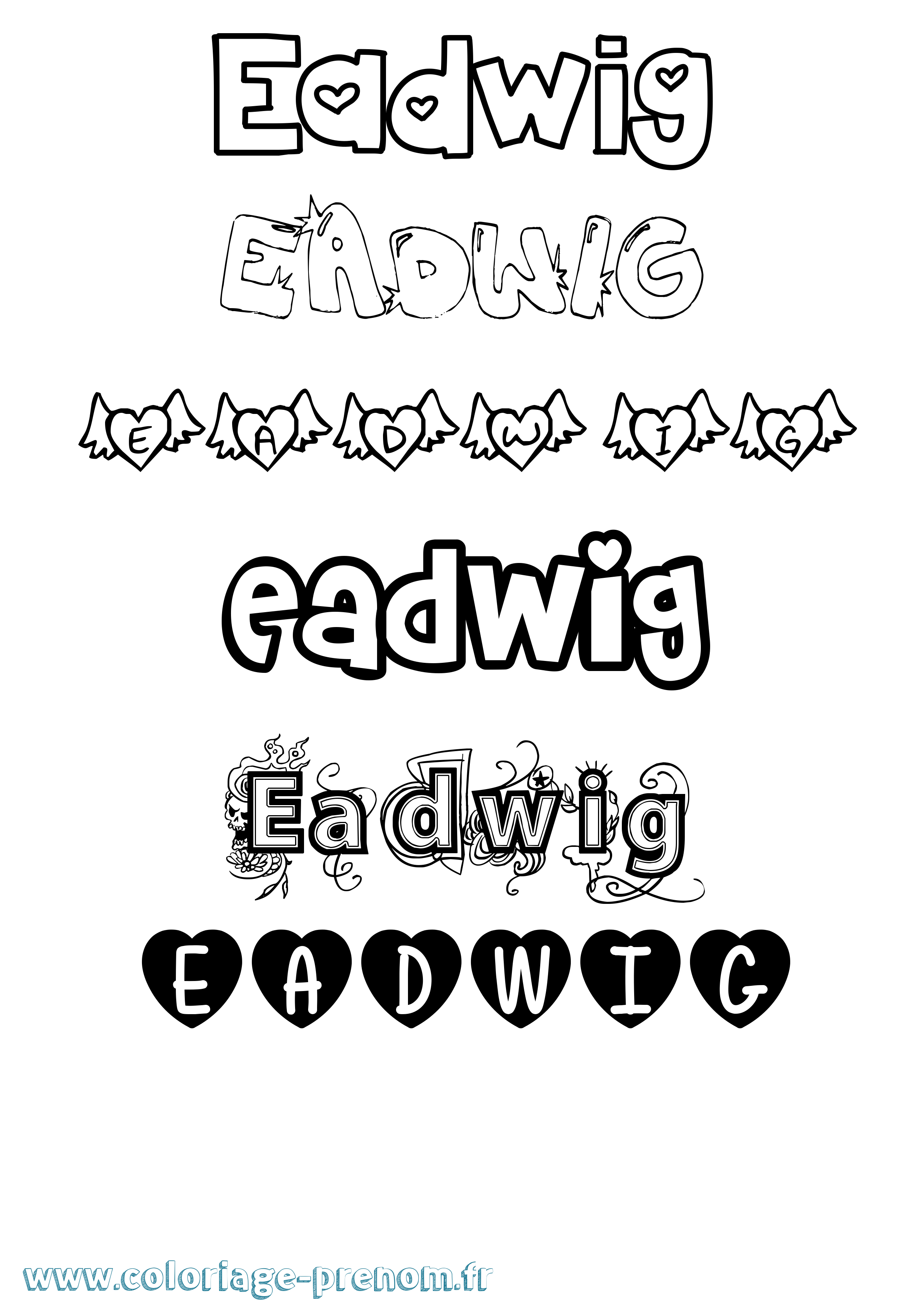Coloriage prénom Eadwig Girly