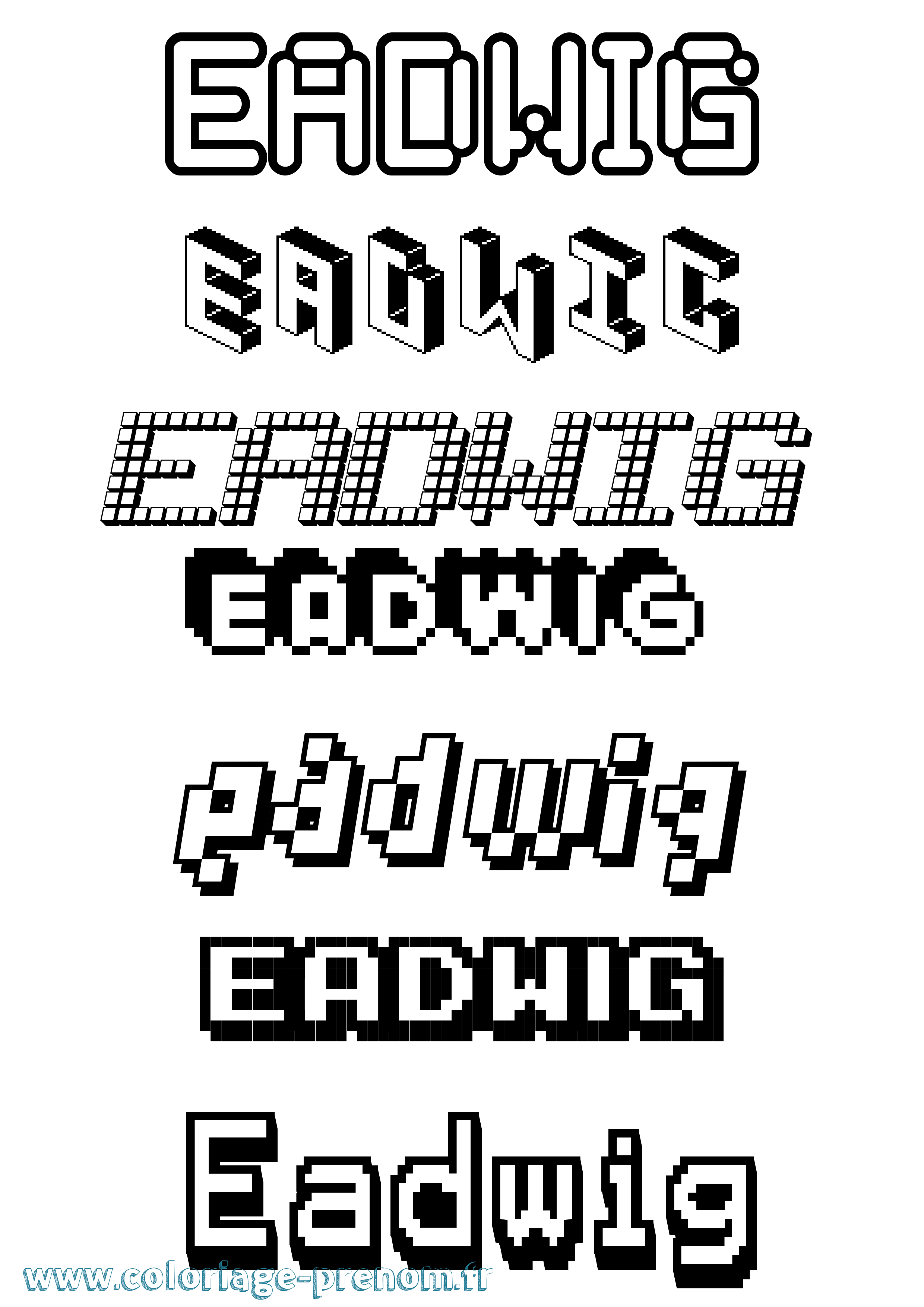Coloriage prénom Eadwig Pixel