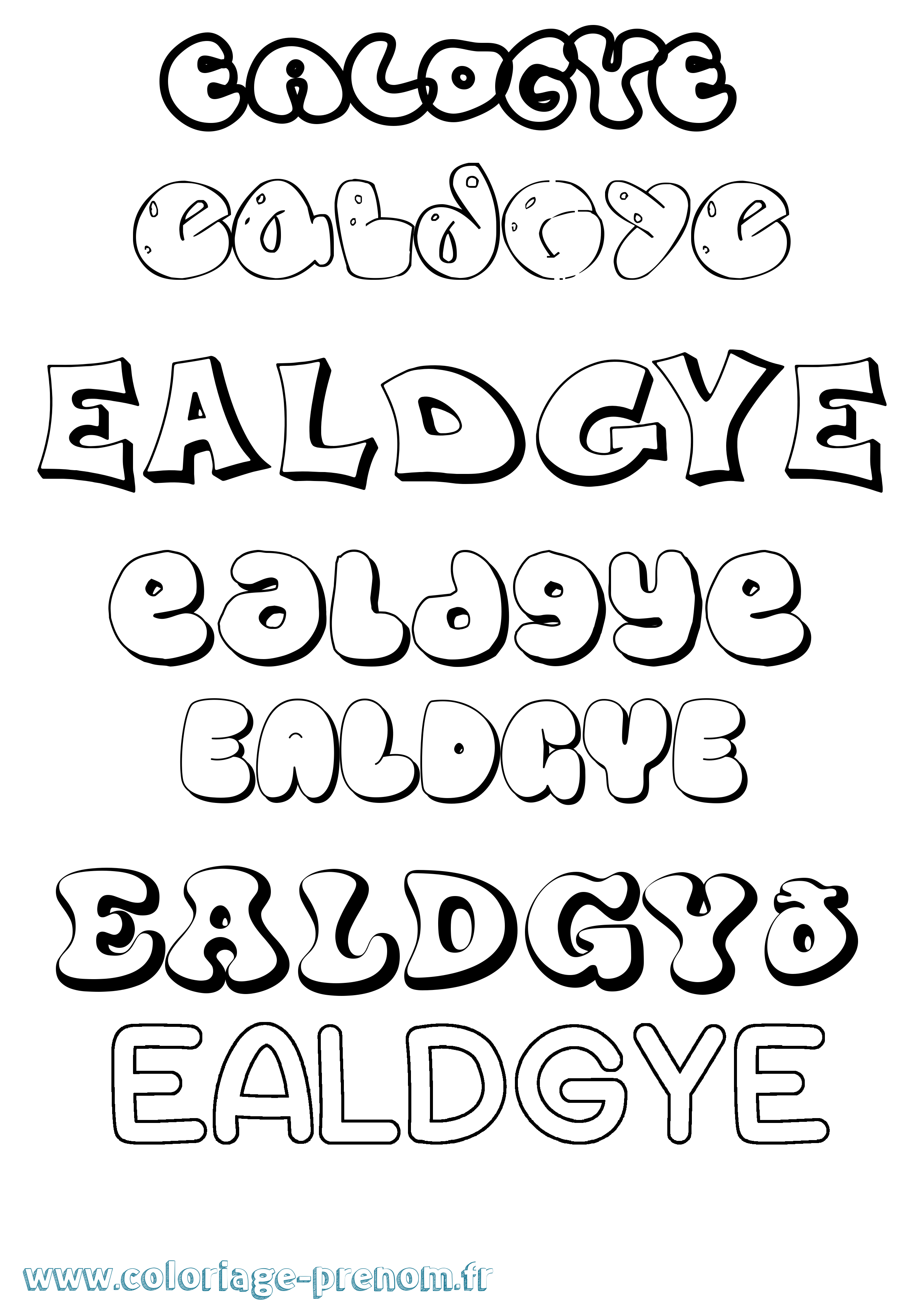 Coloriage Ealdgyð Bubble Coloriage prénom Ealdgyð Bubble