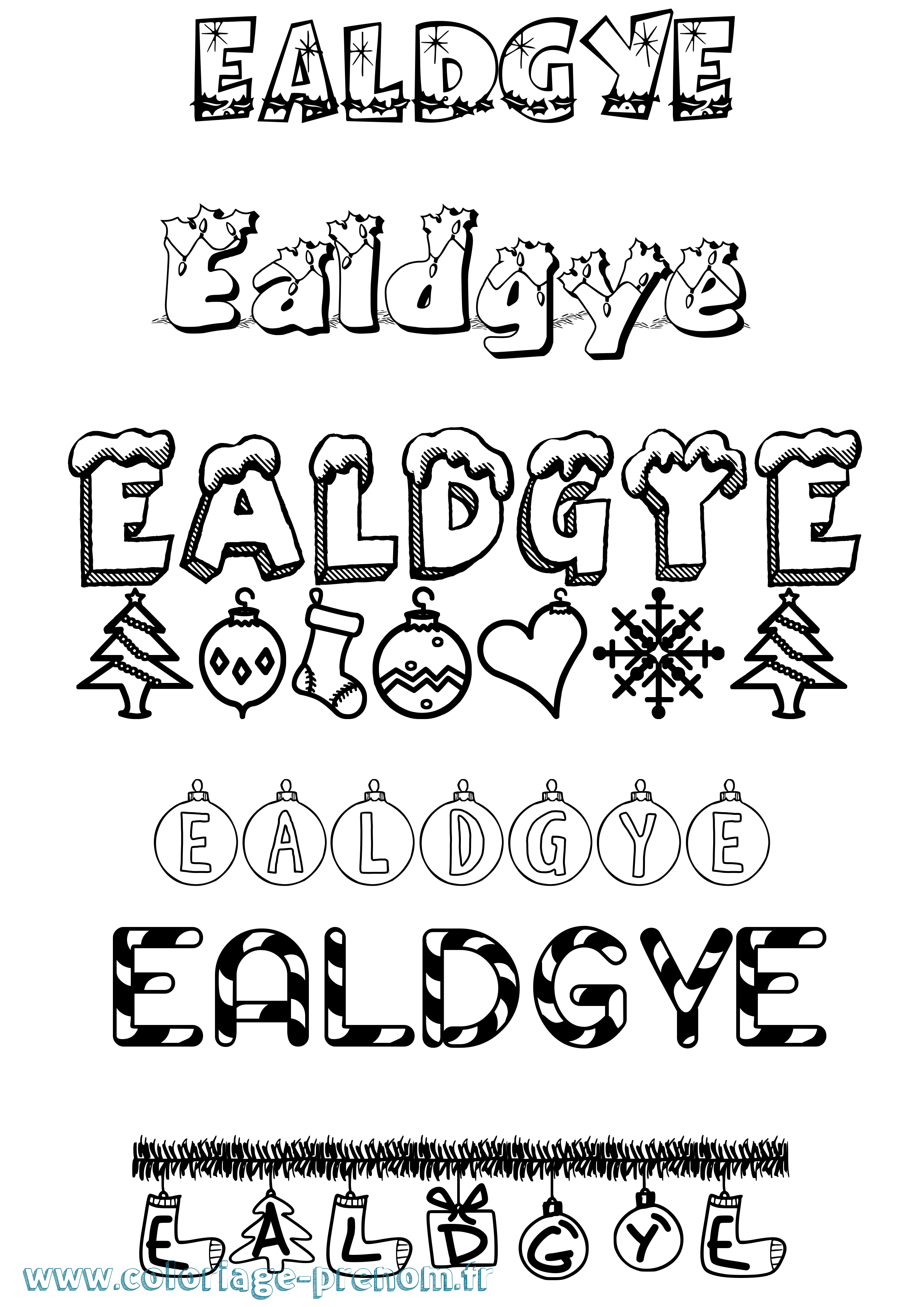 Coloriage Ealdgyð Noël Coloriage prénom Ealdgyð Noël