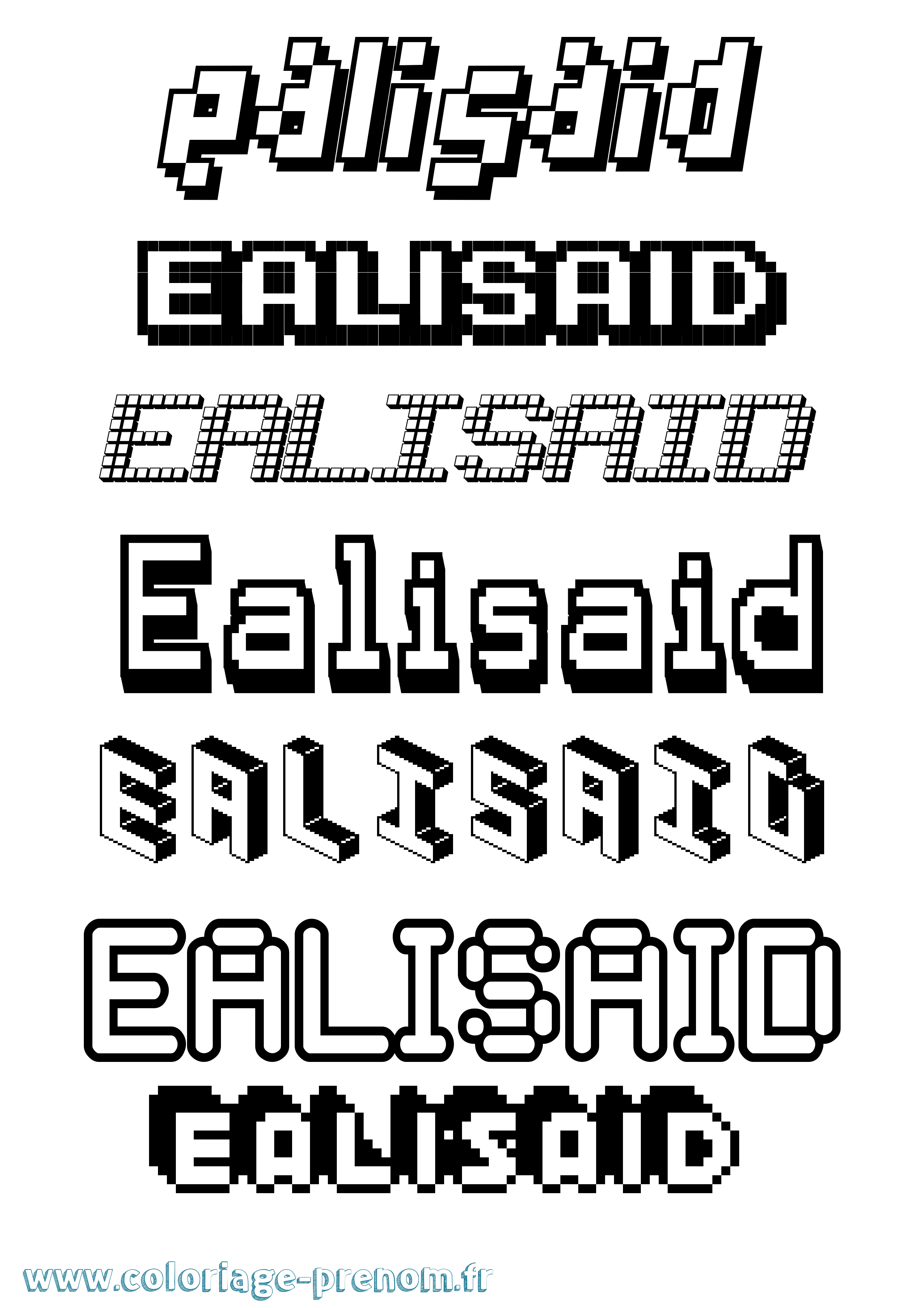 Coloriage prénom Ealisaid Pixel