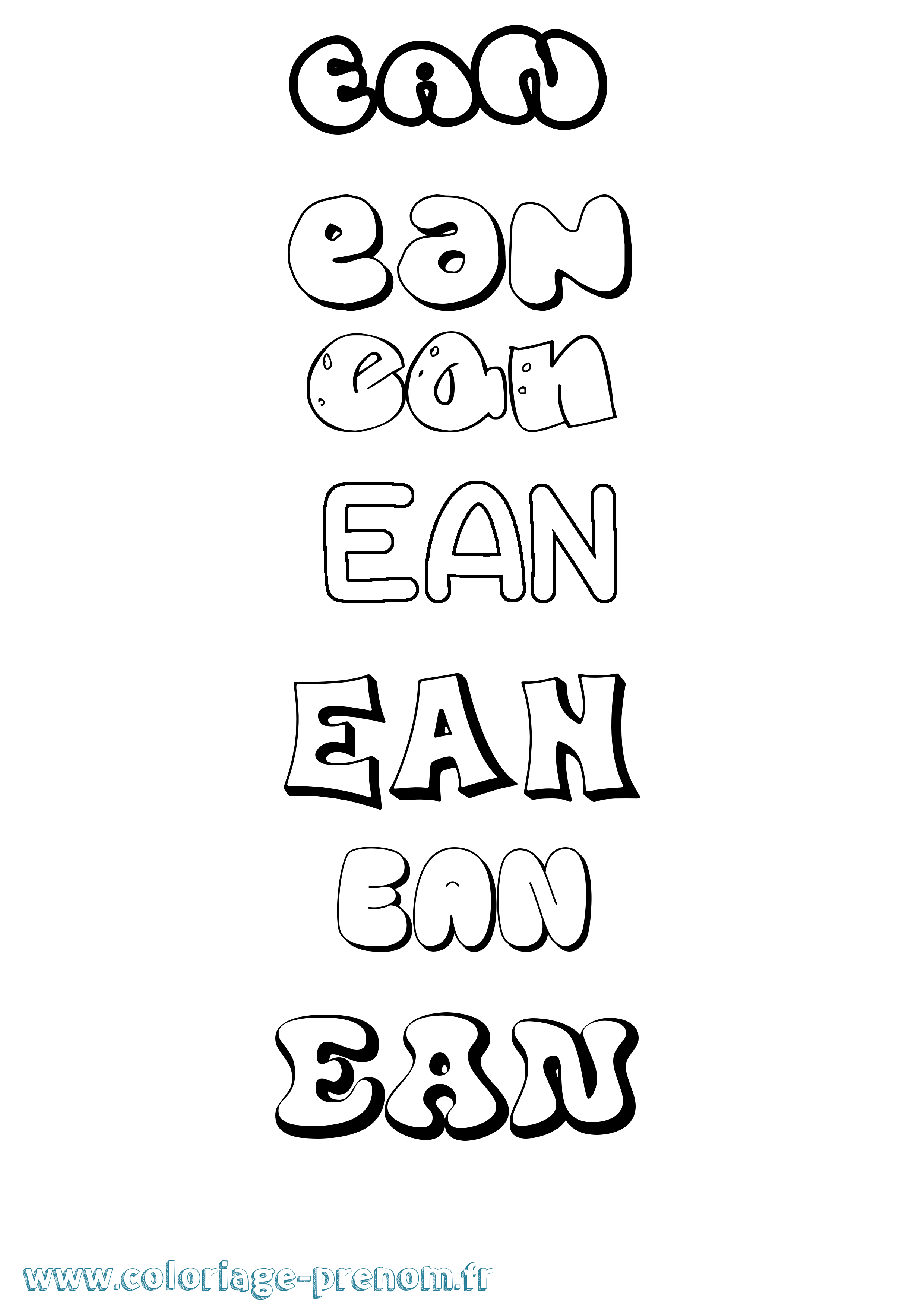 Coloriage prénom Ean Bubble