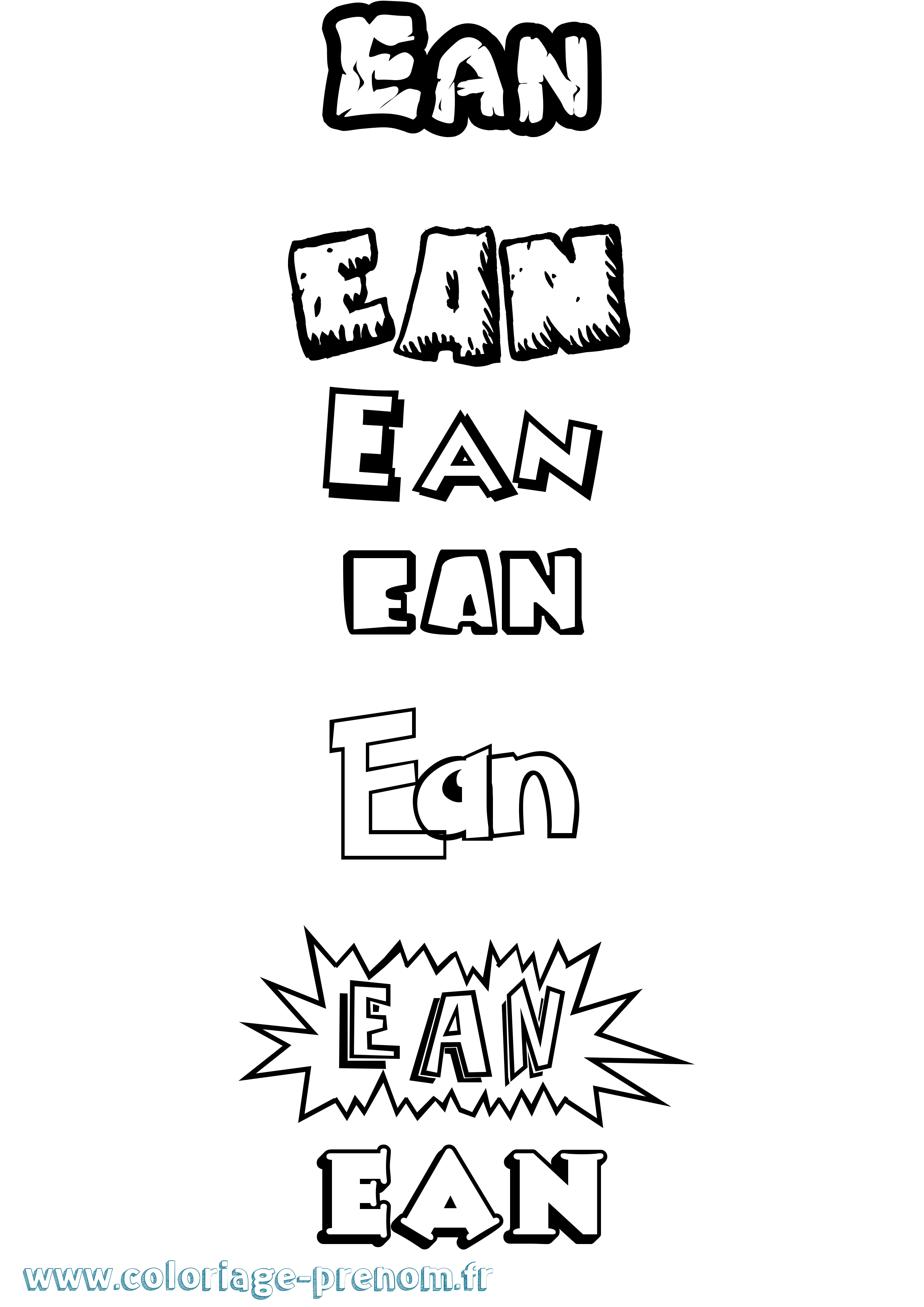 Coloriage prénom Ean Dessin Animé