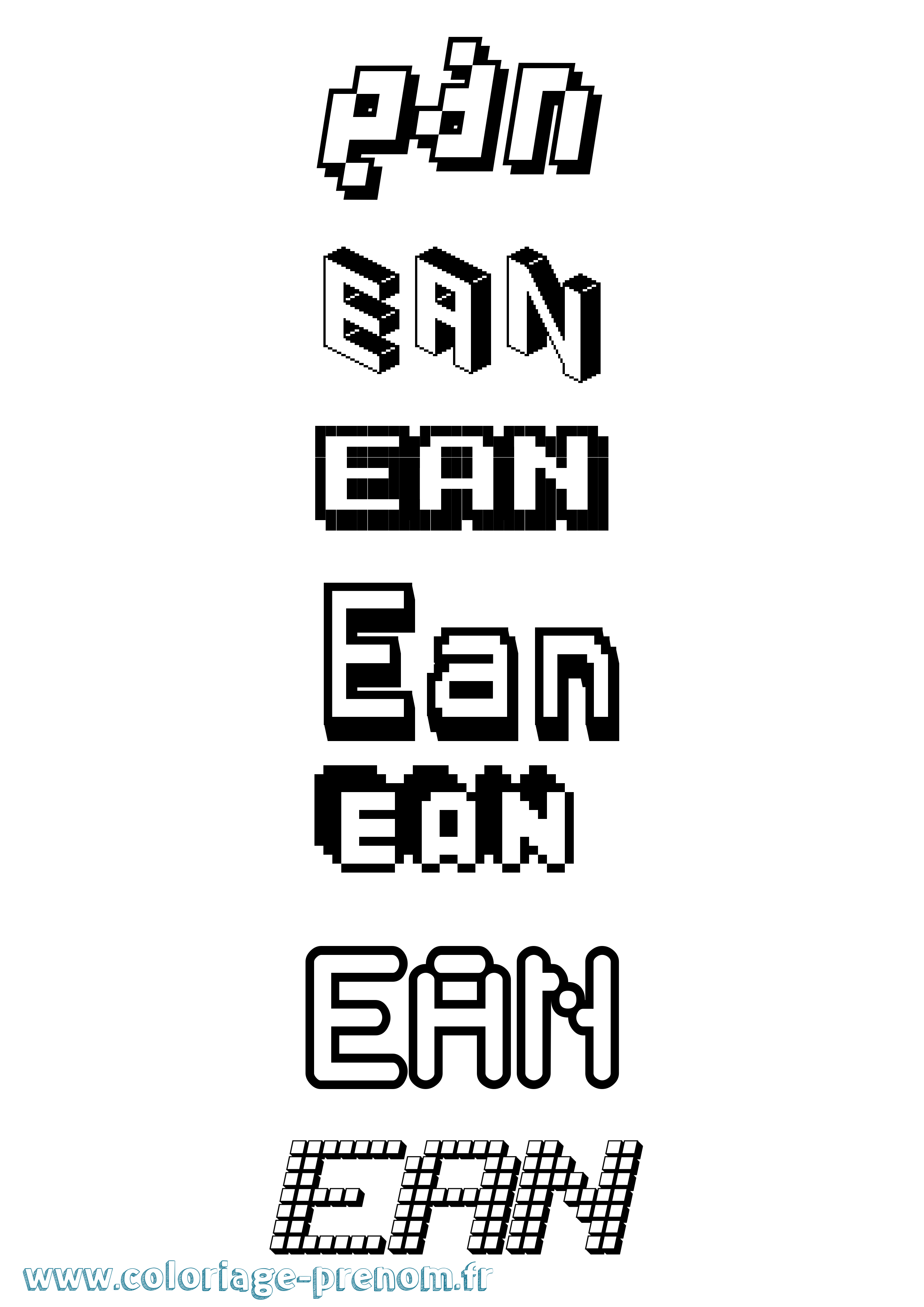 Coloriage prénom Ean Pixel