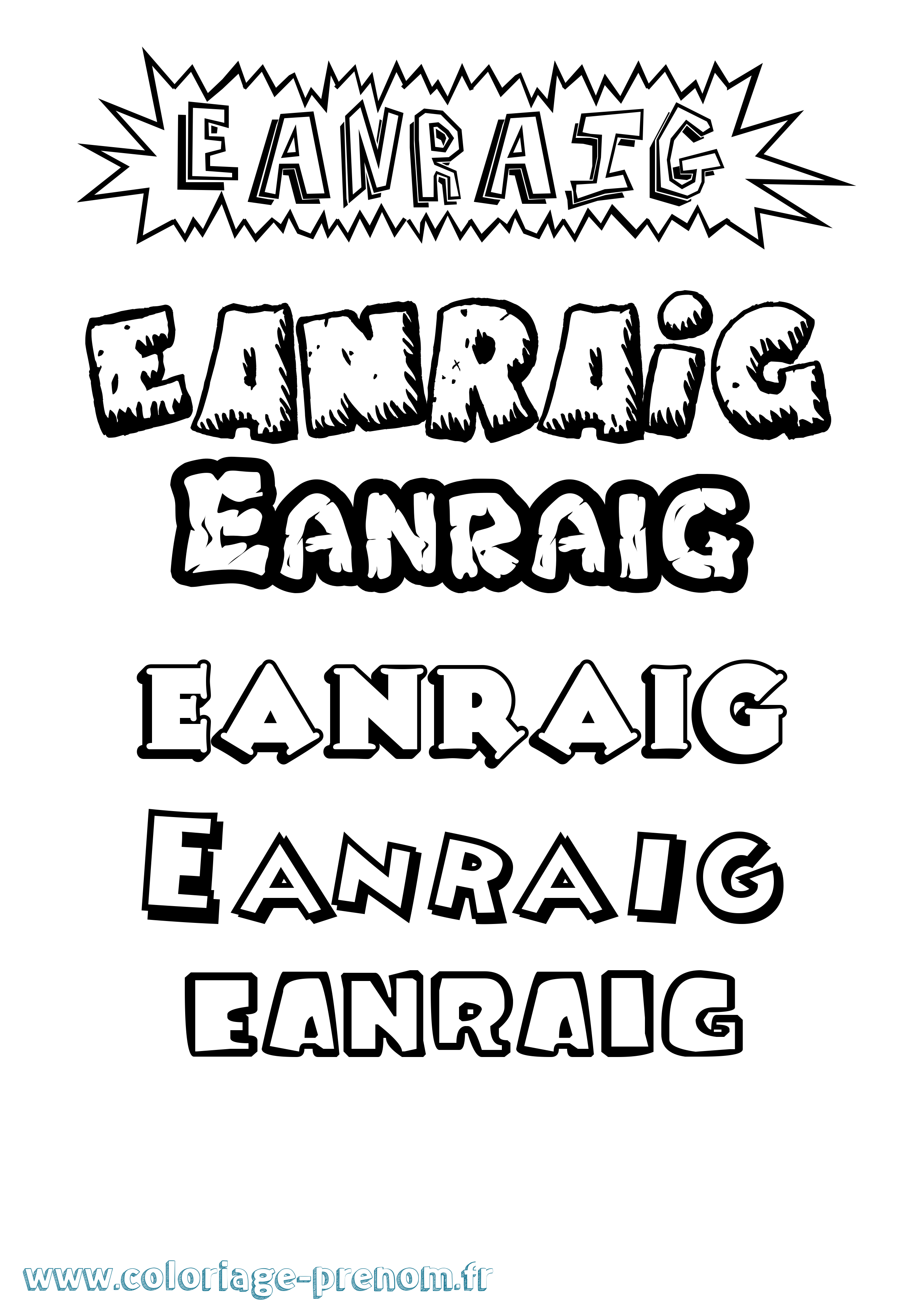 Coloriage Eanraig Dessin Animé Coloriage prénom Eanraig Dessin Animé