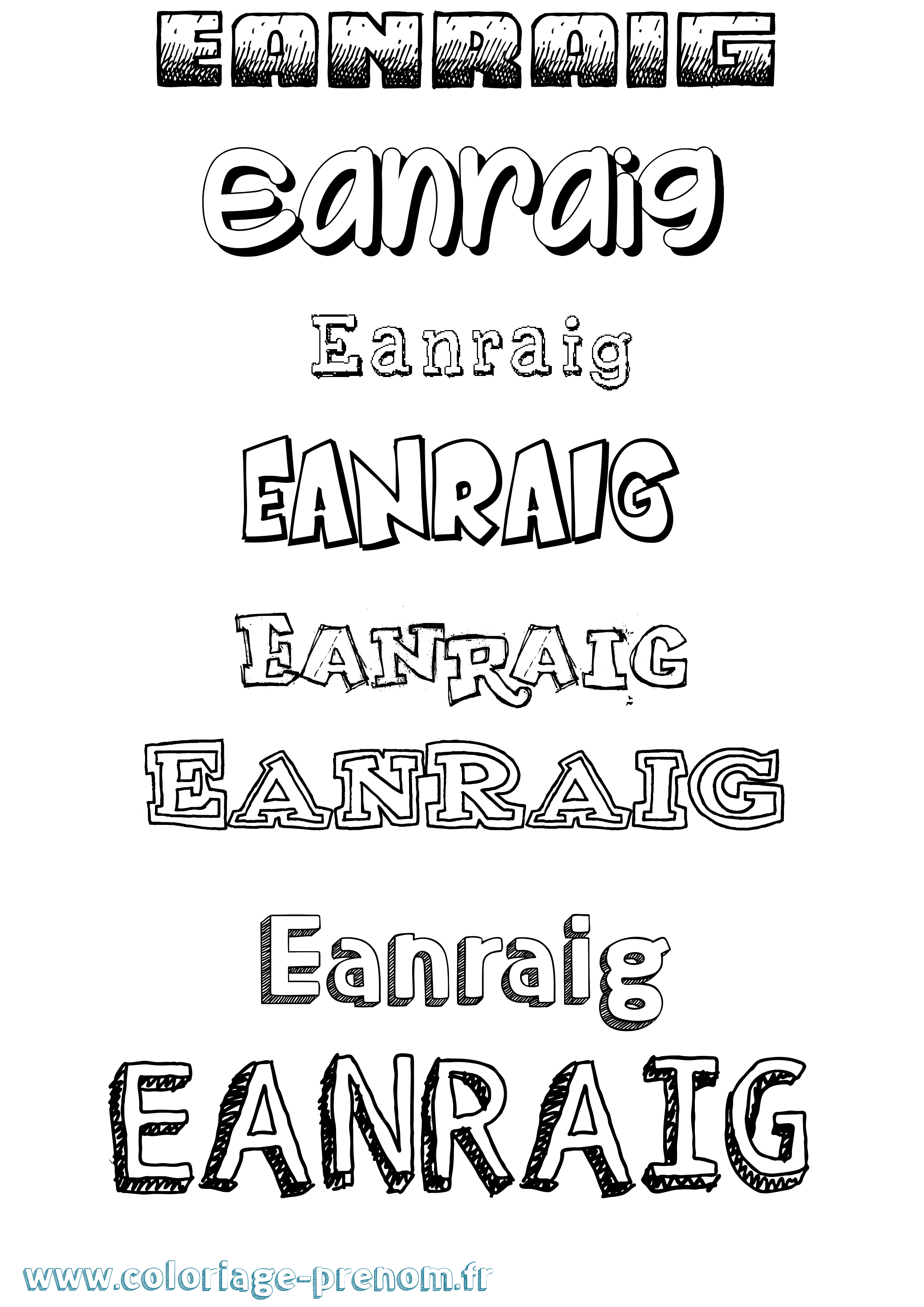 Coloriage Eanraig Dessiné Coloriage prénom Eanraig Dessiné