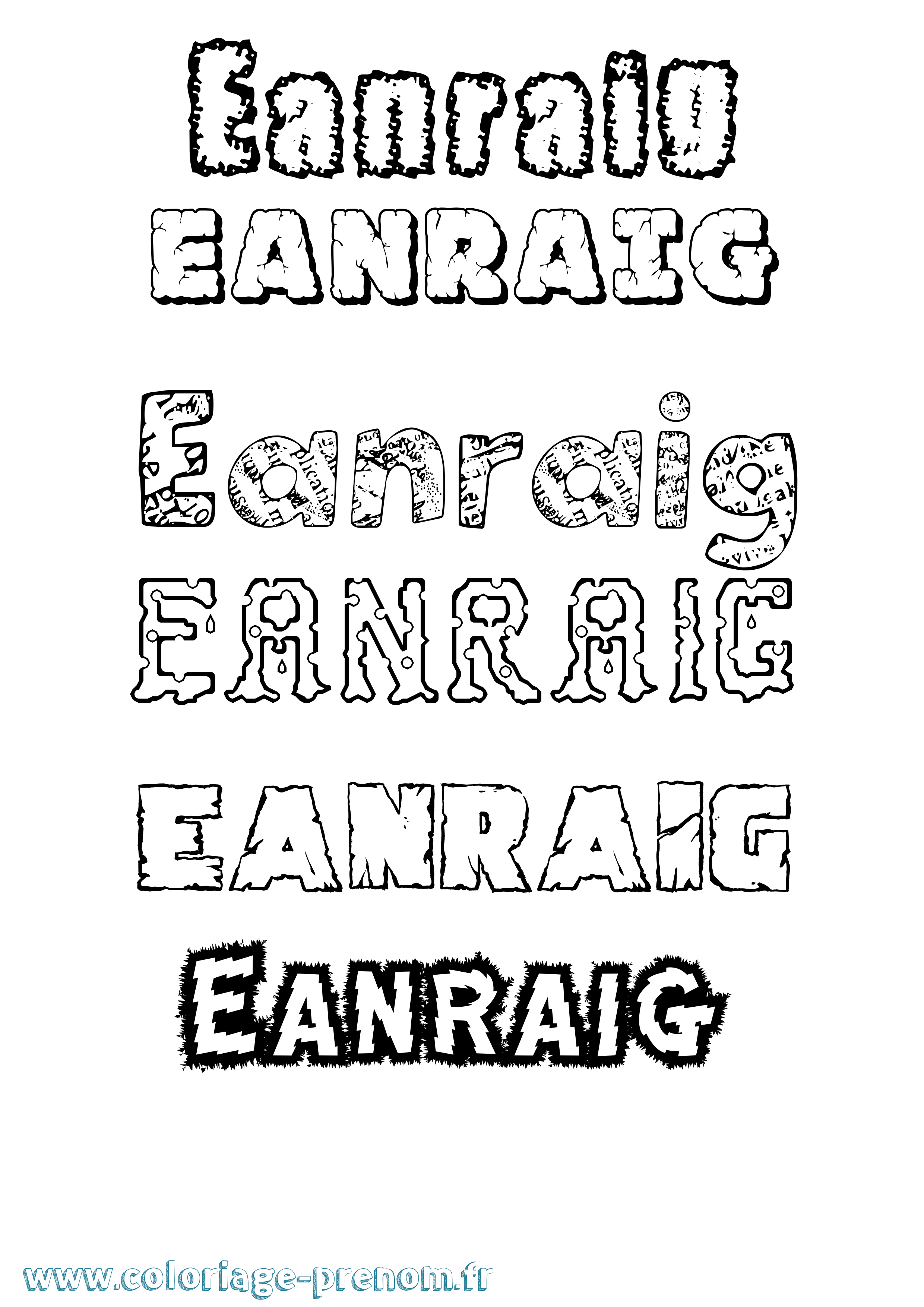 Coloriage Eanraig Destructuré Coloriage prénom Eanraig Destructuré