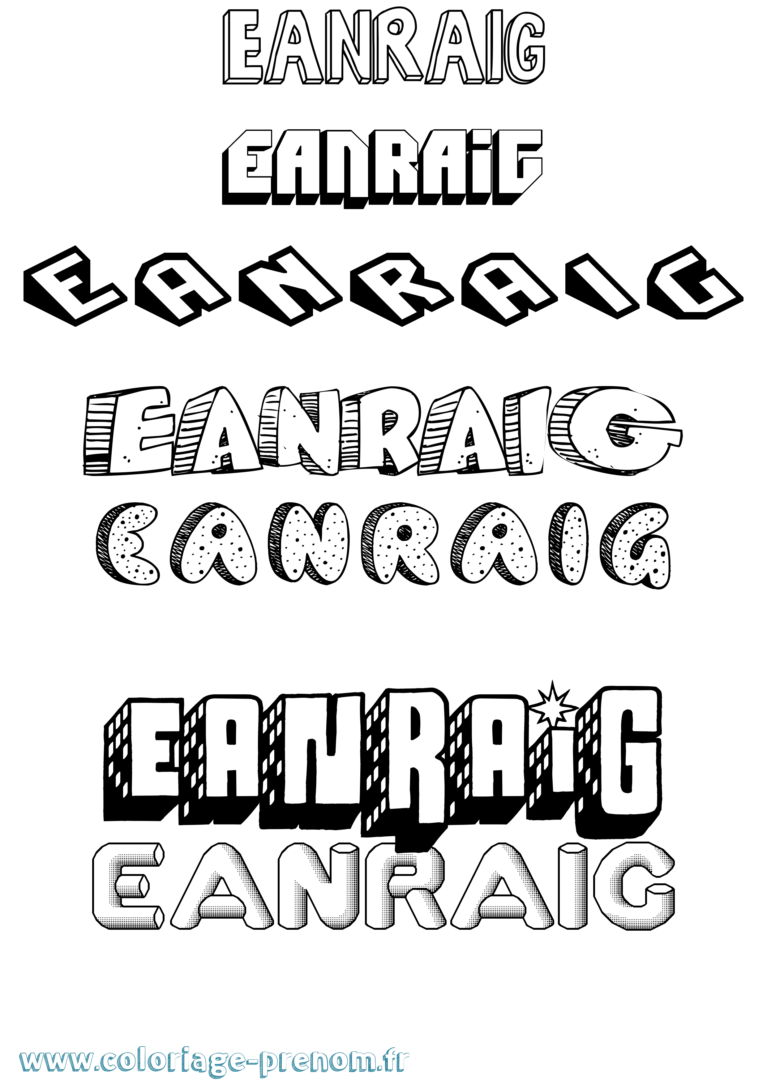 Coloriage Eanraig Effet 3D Coloriage prénom Eanraig Effet 3D