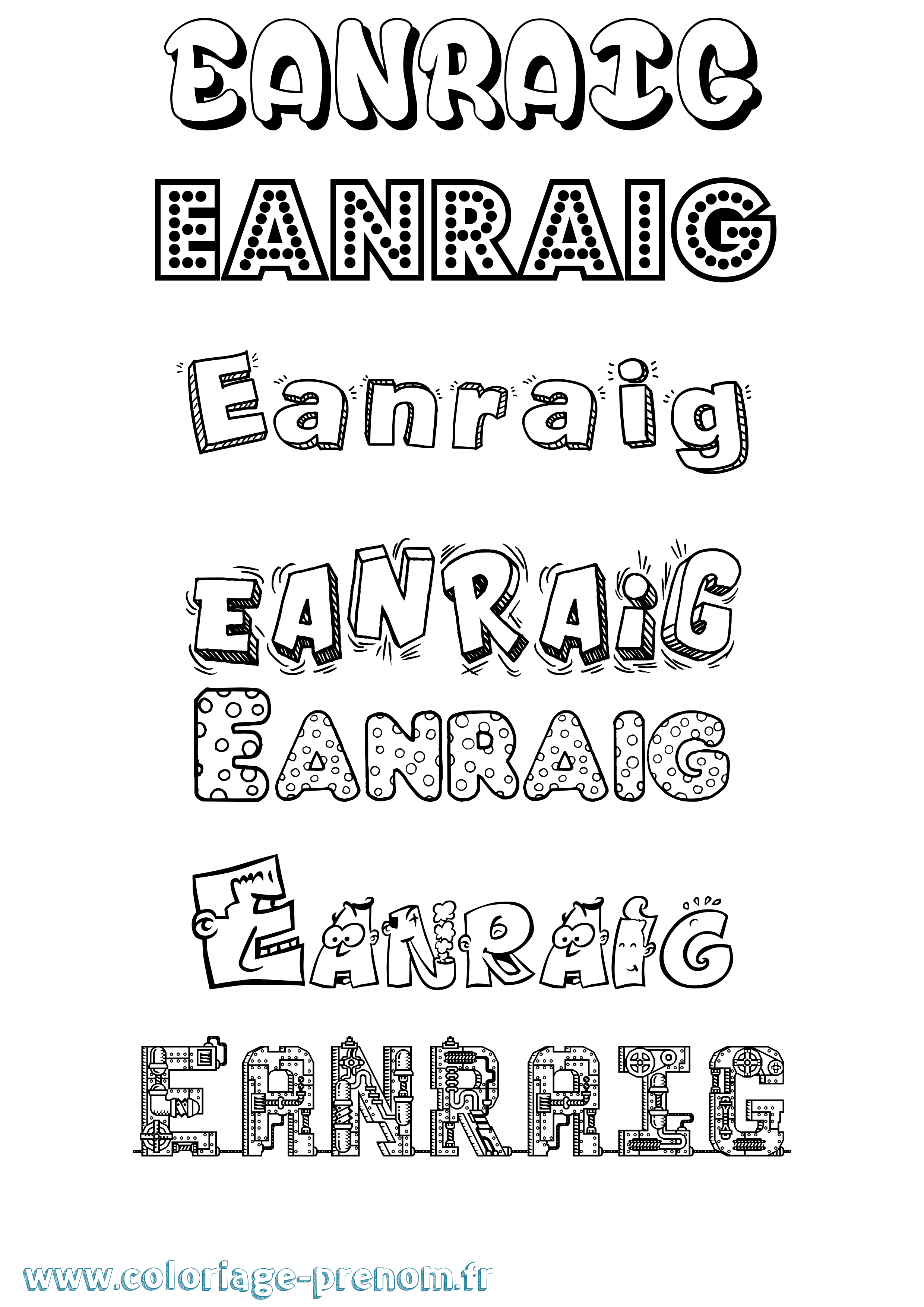 Coloriage Eanraig Fun Coloriage prénom Eanraig Fun