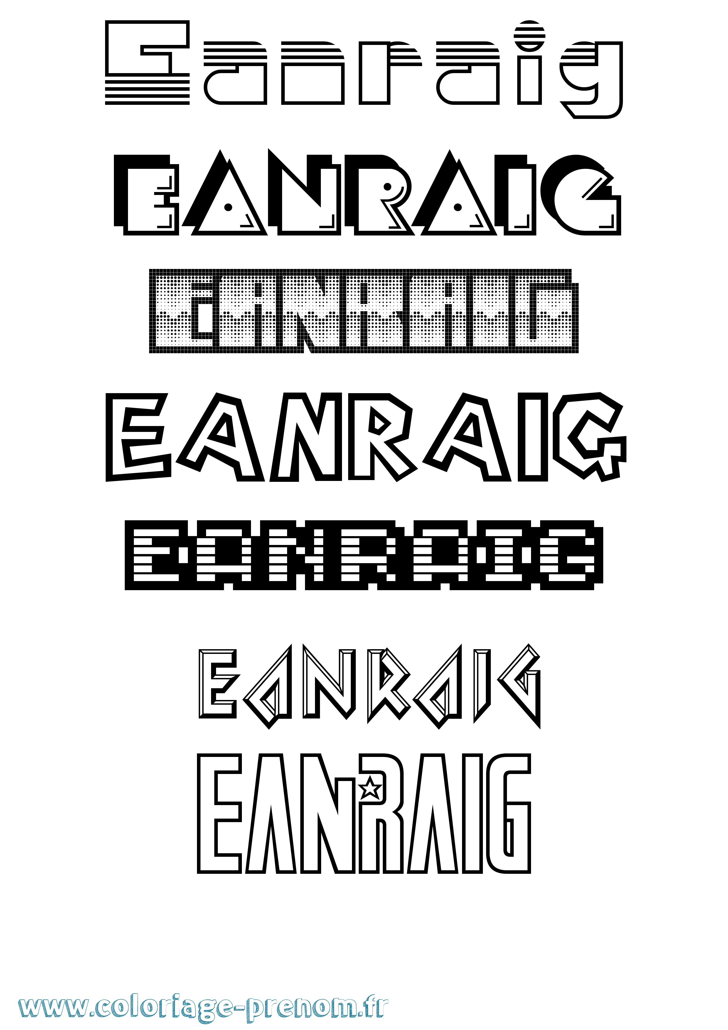 Coloriage Eanraig Jeux Vidéos Coloriage prénom Eanraig Jeux Vidéos