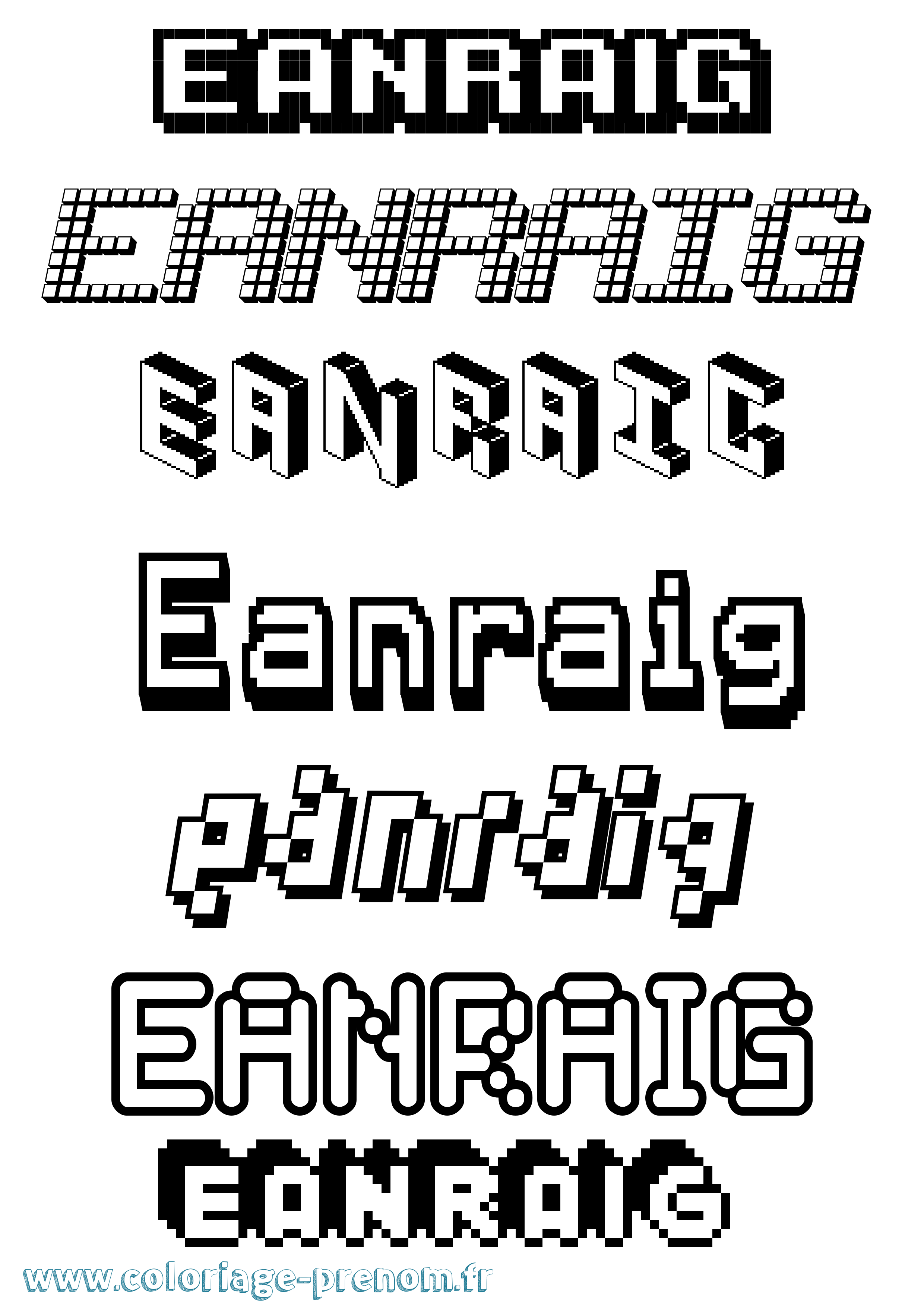 Coloriage Eanraig Pixel Coloriage prénom Eanraig Pixel