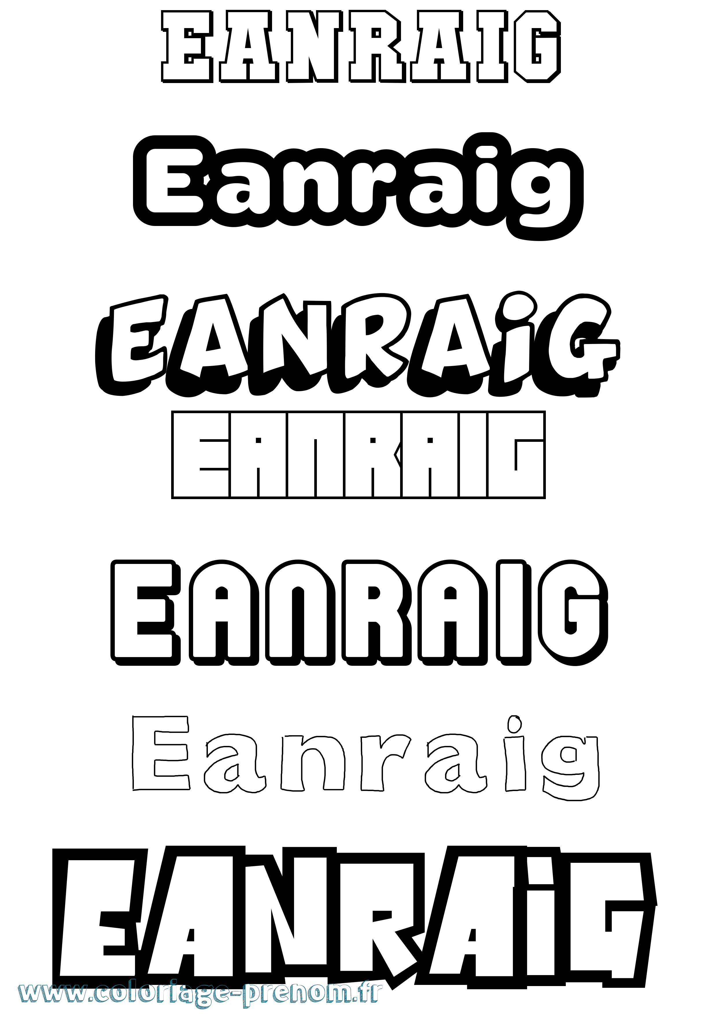 Coloriage Eanraig Simple Coloriage prénom Eanraig Simple