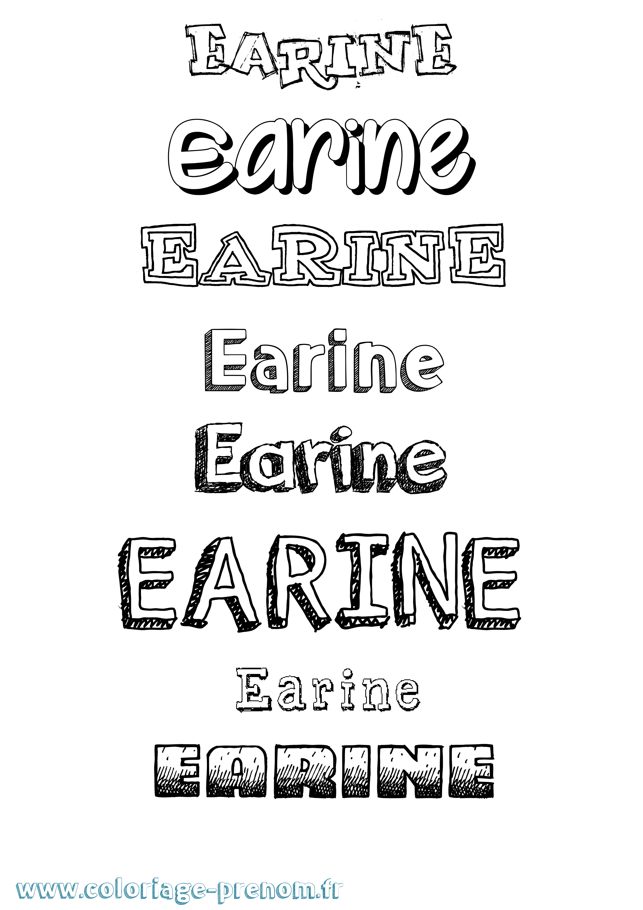 Coloriage prénom Earine Dessiné