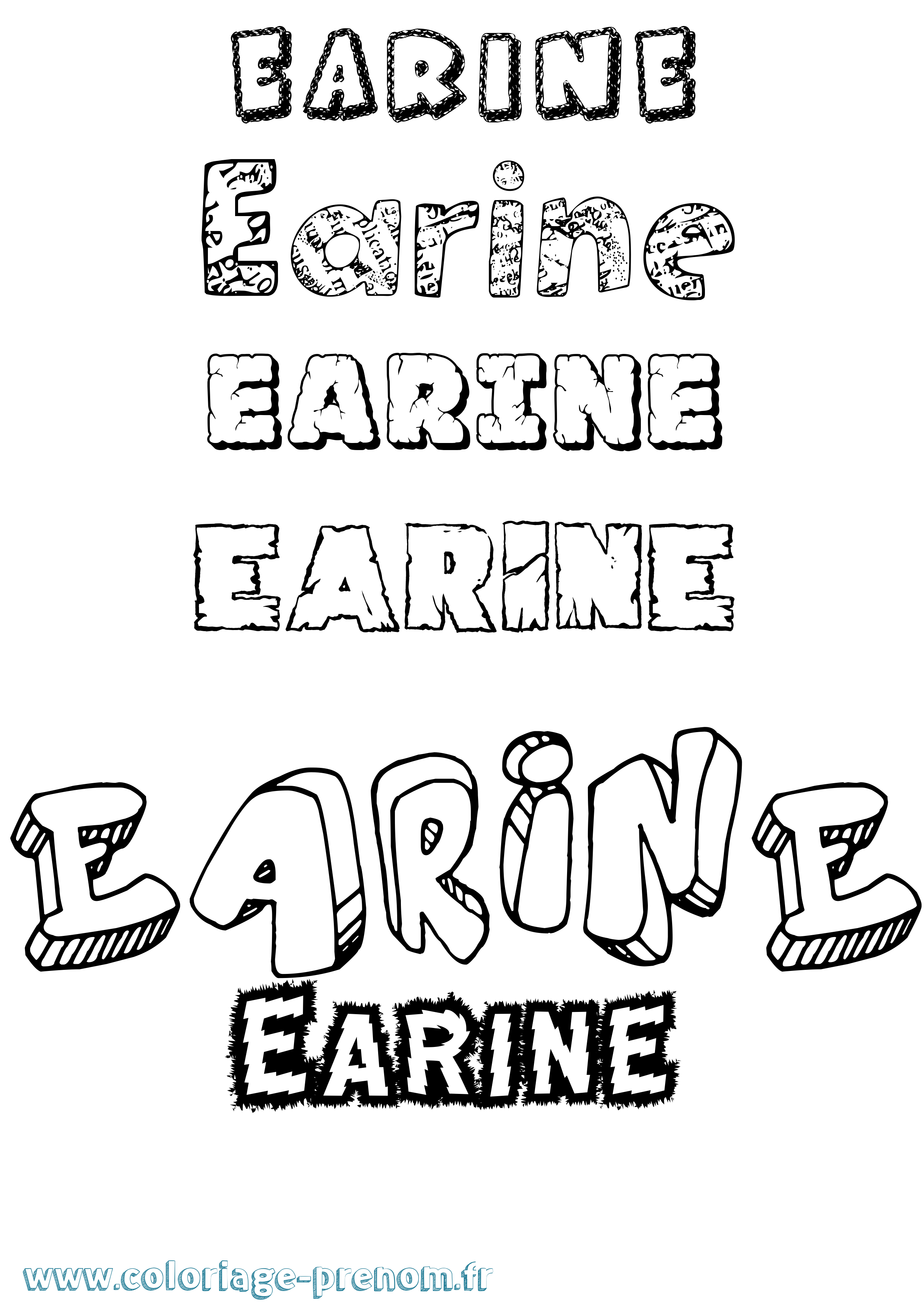 Coloriage prénom Earine Destructuré