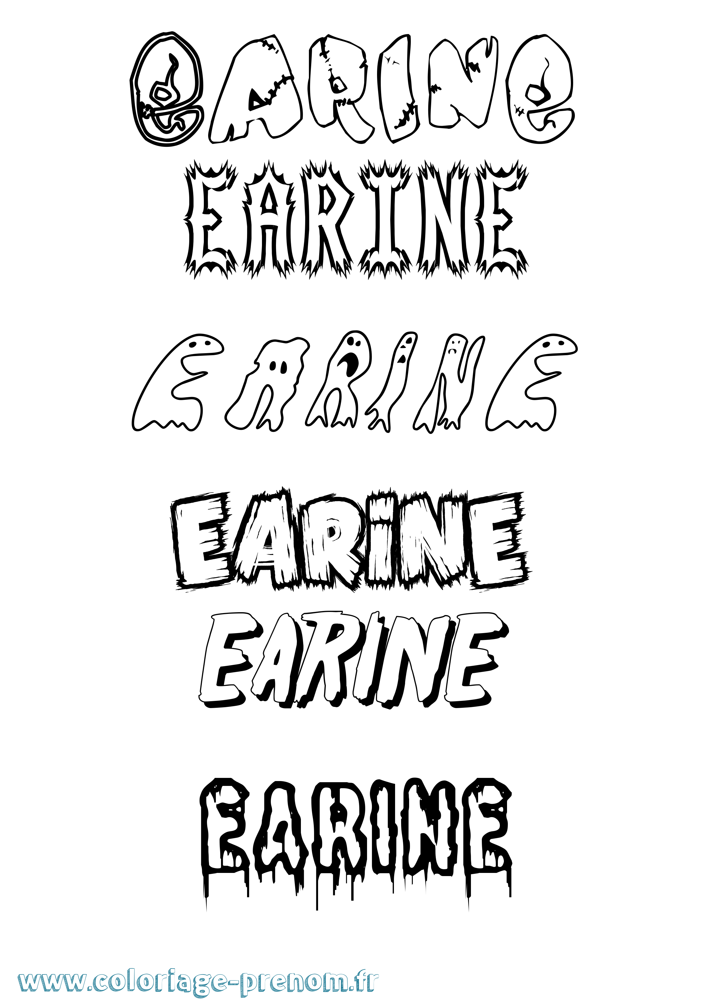 Coloriage prénom Earine Frisson
