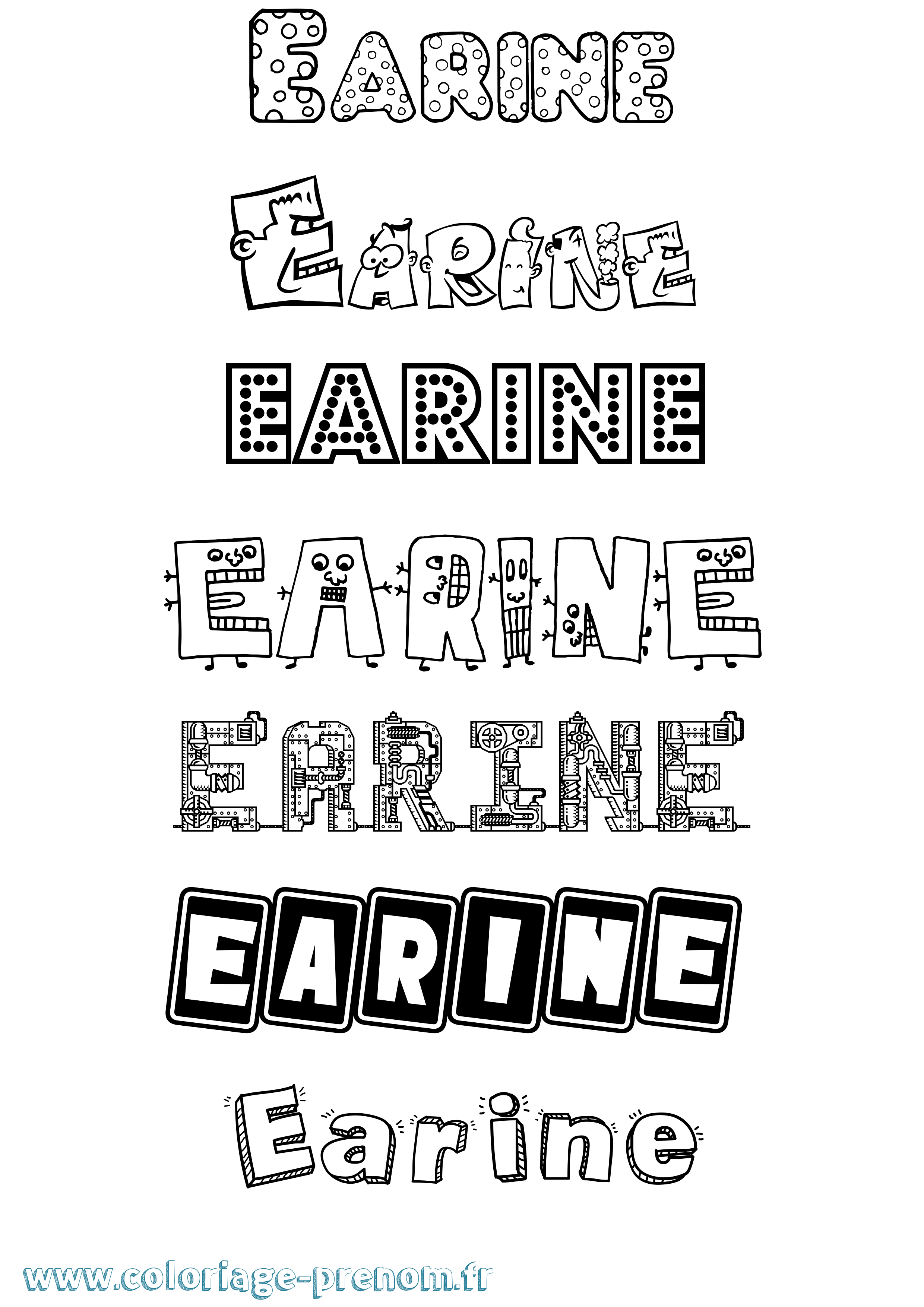 Coloriage prénom Earine Fun