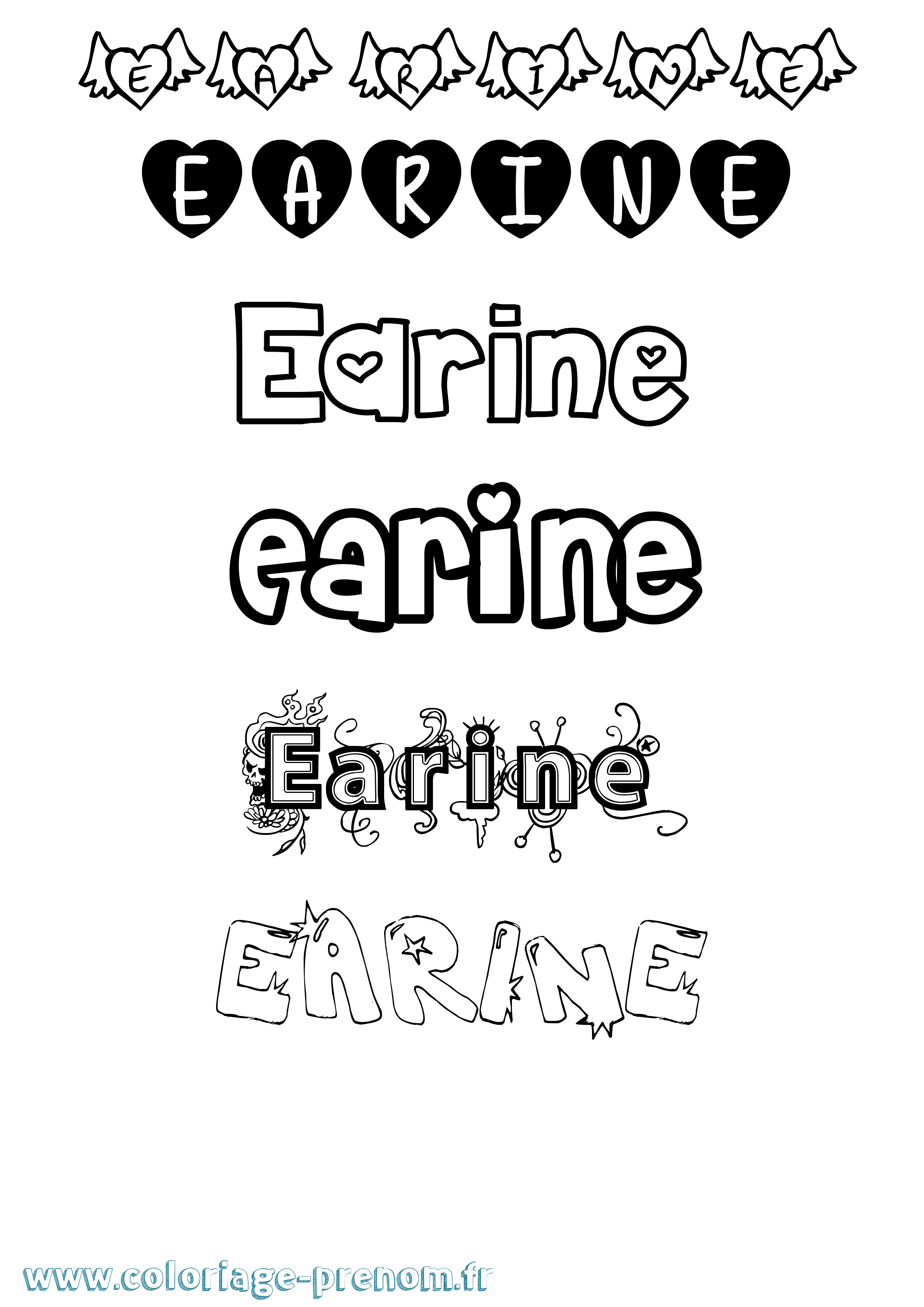 Coloriage prénom Earine Girly