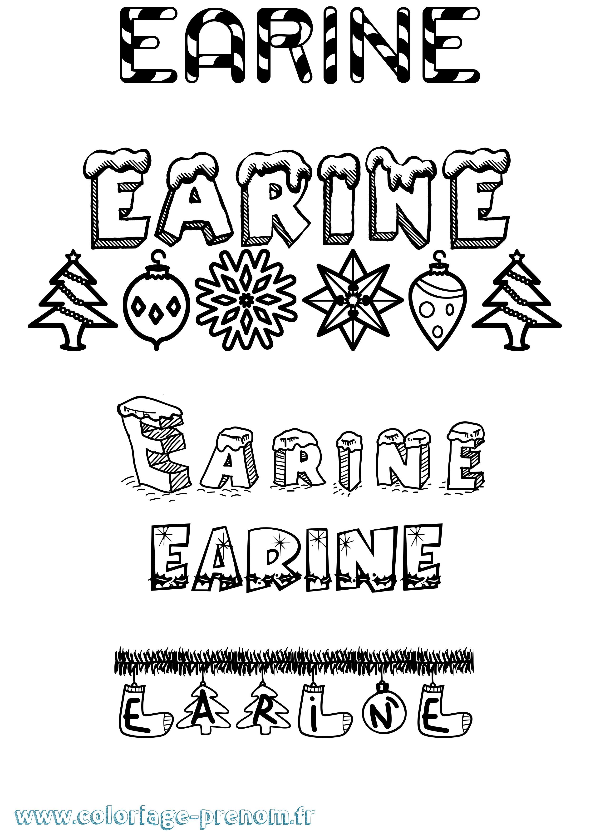 Coloriage prénom Earine Noël