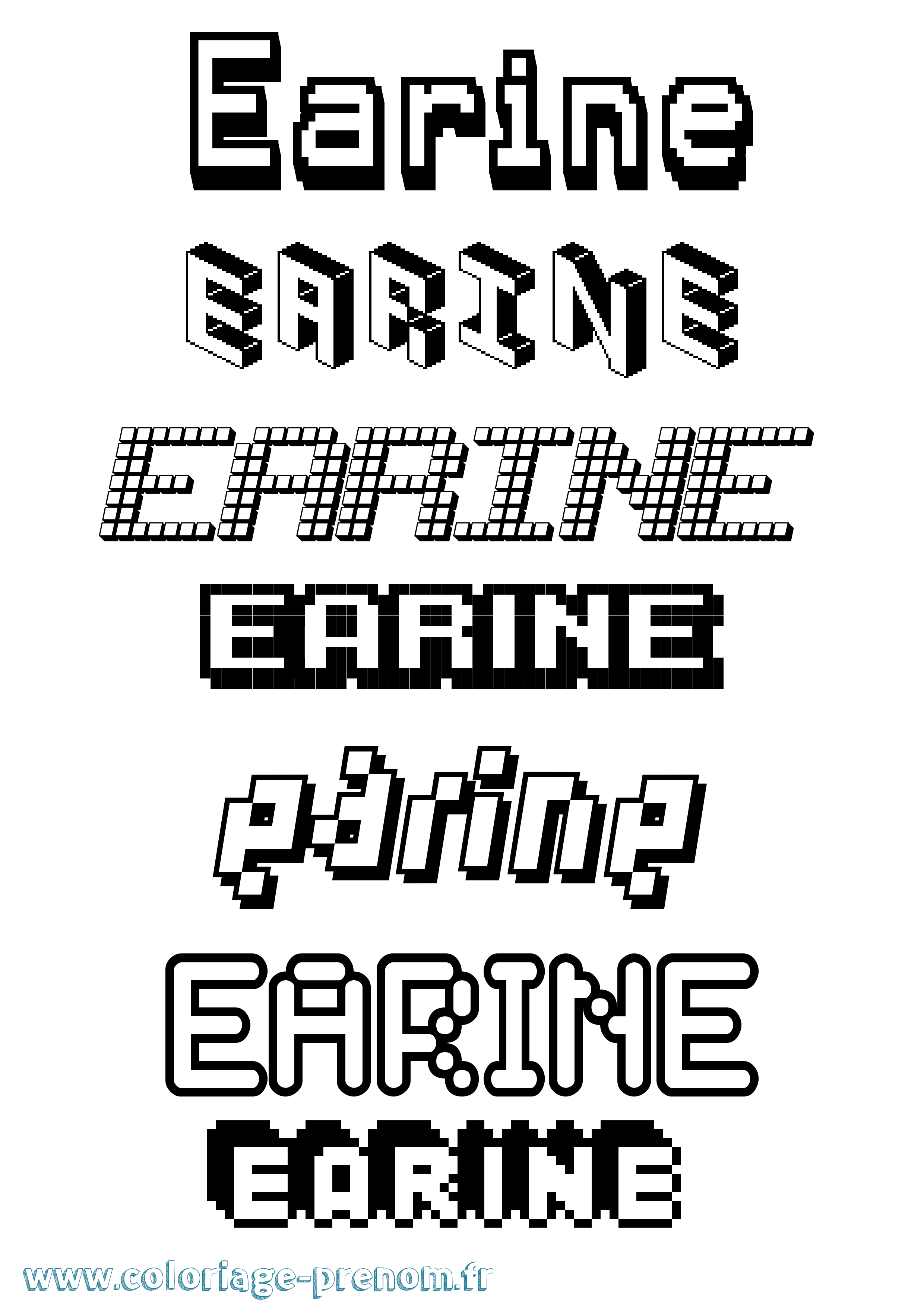 Coloriage prénom Earine Pixel