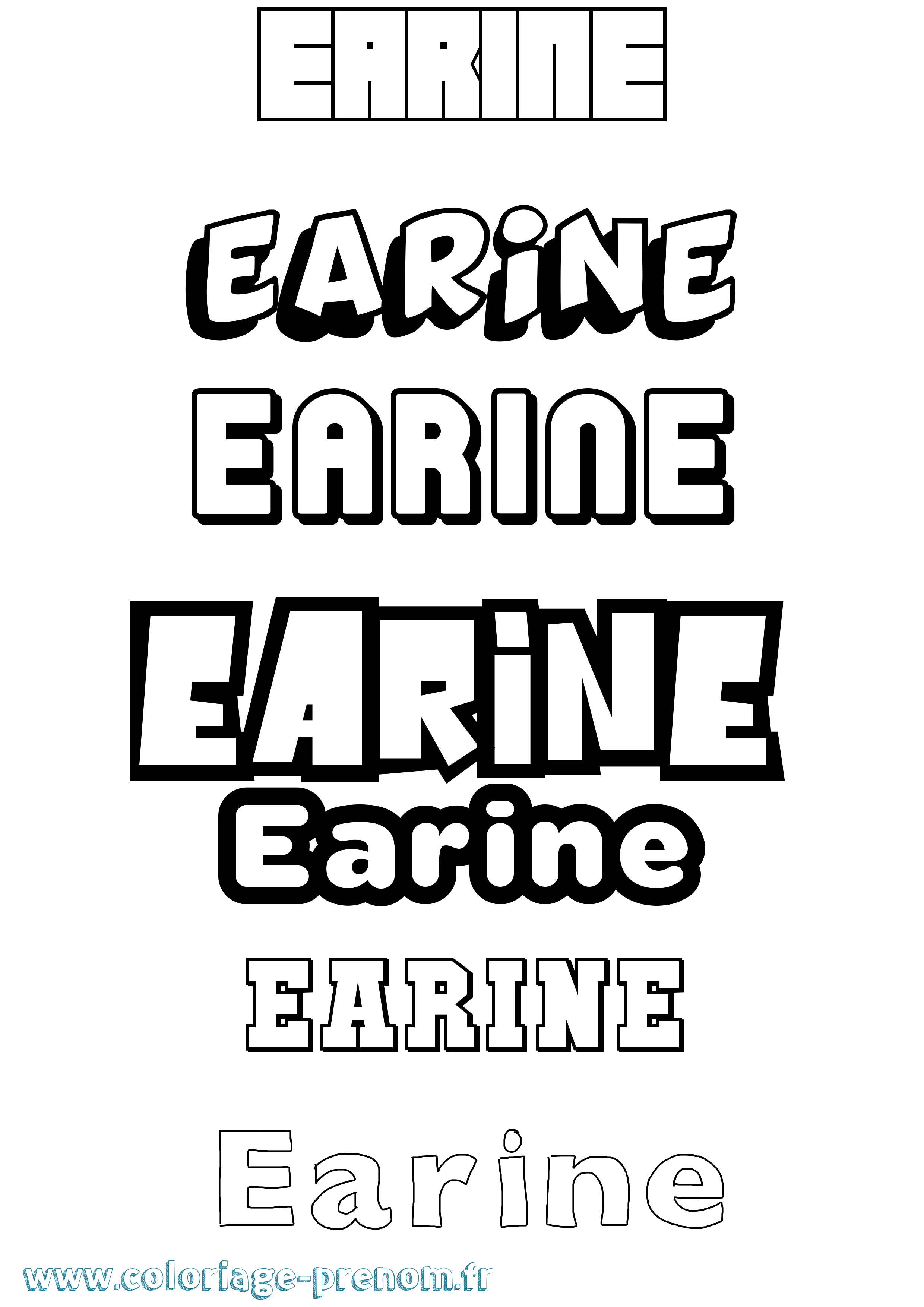 Coloriage prénom Earine Simple